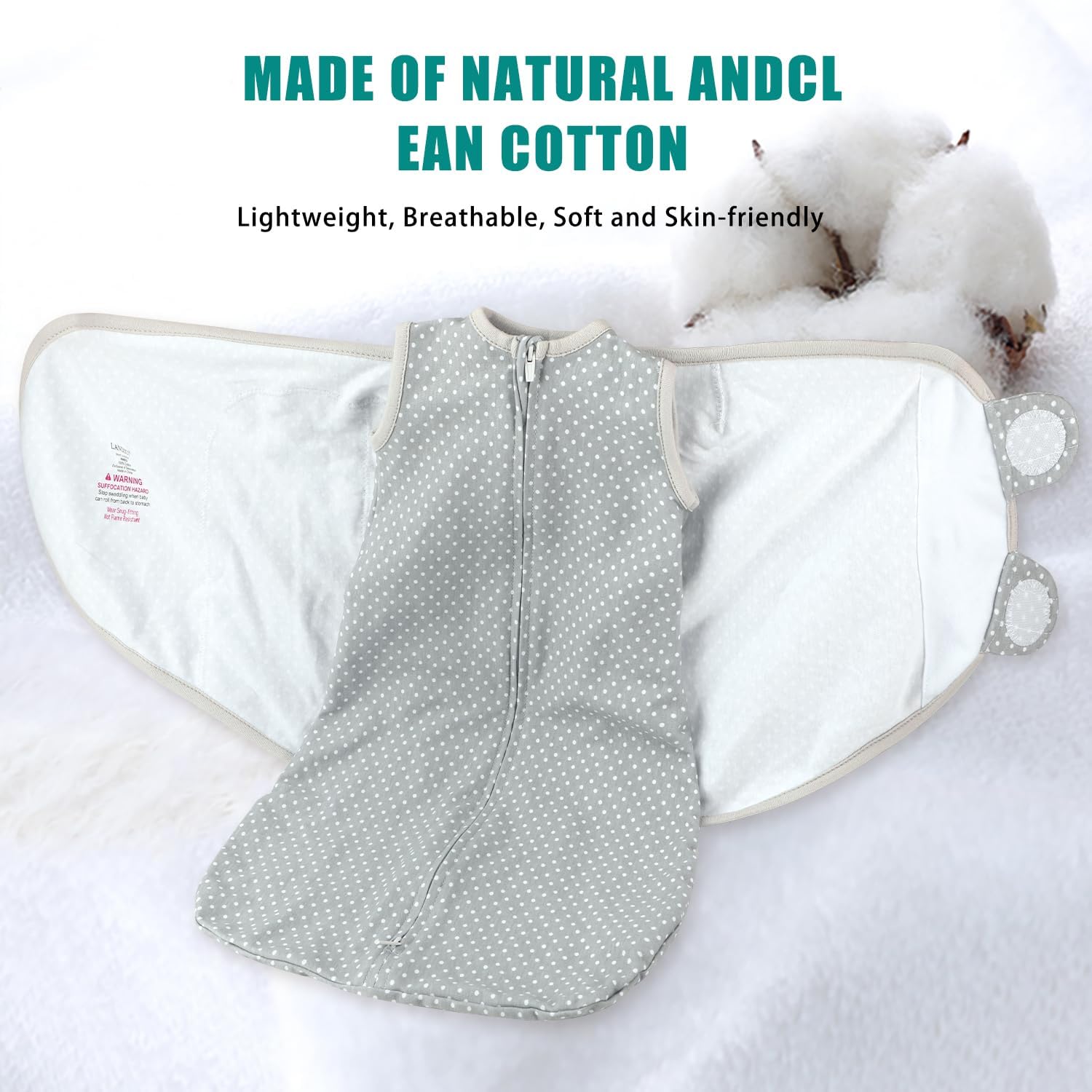 Thumbnail 1 de LANDICI 0-3 Months Baby Sleeping Bag Sack: 100% Cotton Swaddle for Newborns