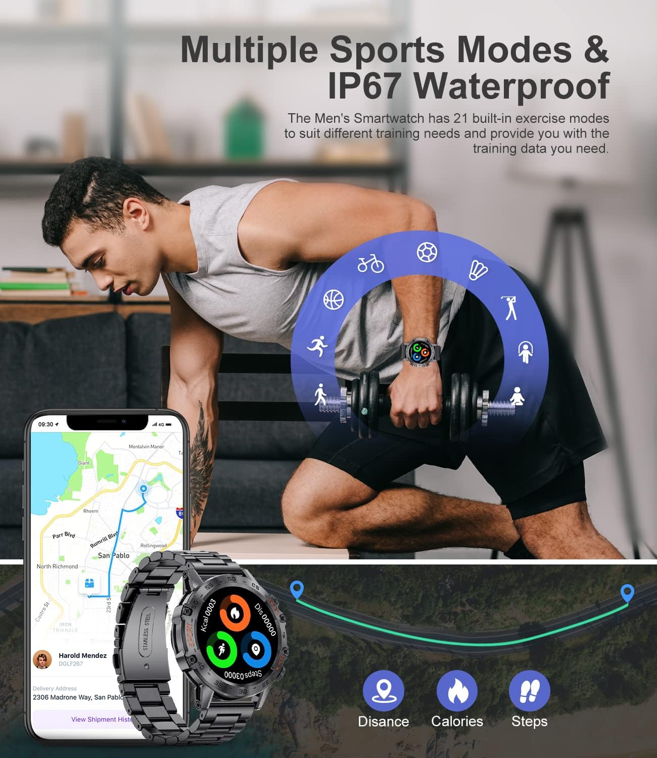 Detalle de Military Smart Watch Tactical fitness watch