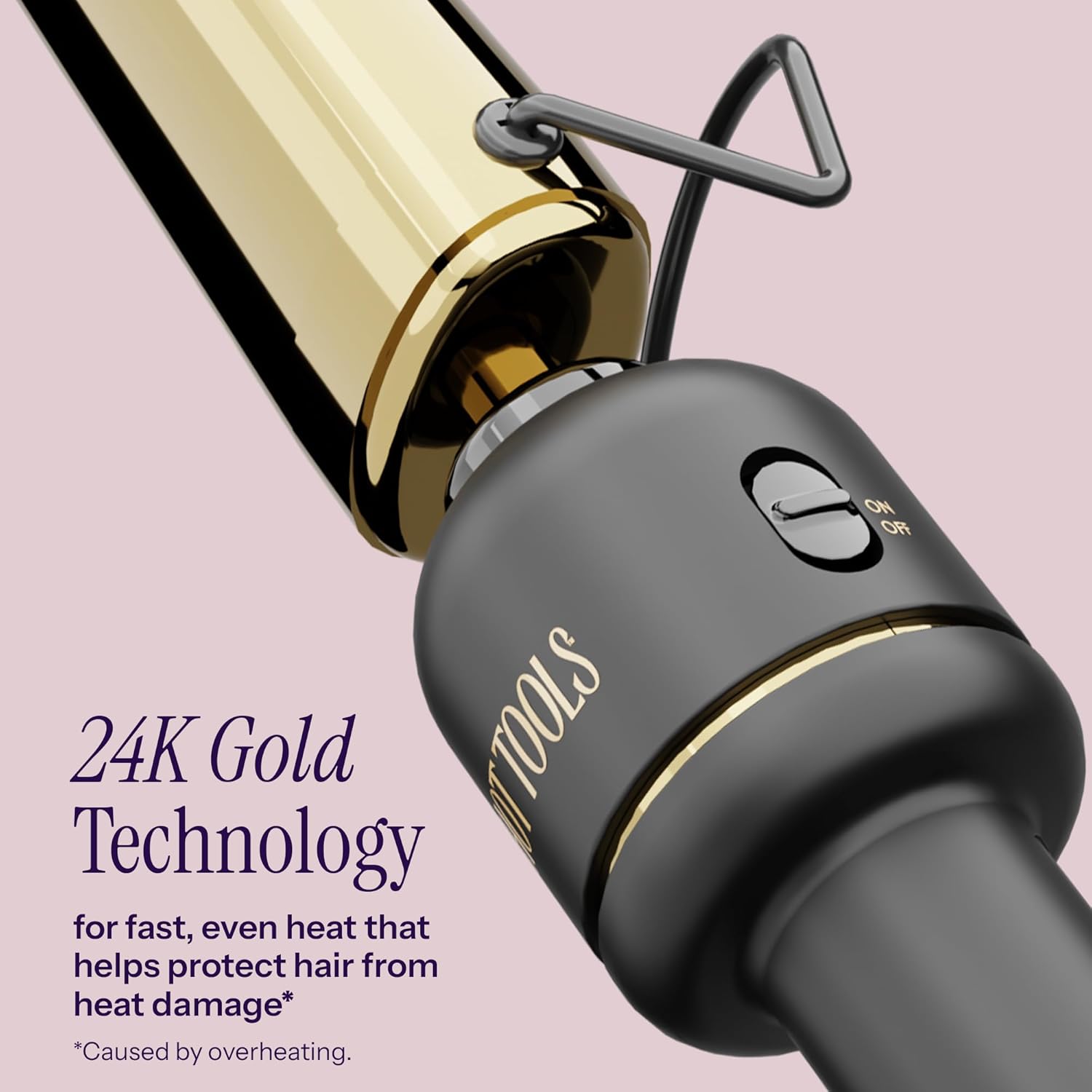 Detalle 2 de HOT Tools 24K Gold Extended Barrel Oval Tapered Curling Wand (No Clamp) – Easy, Natural-Looking Curls