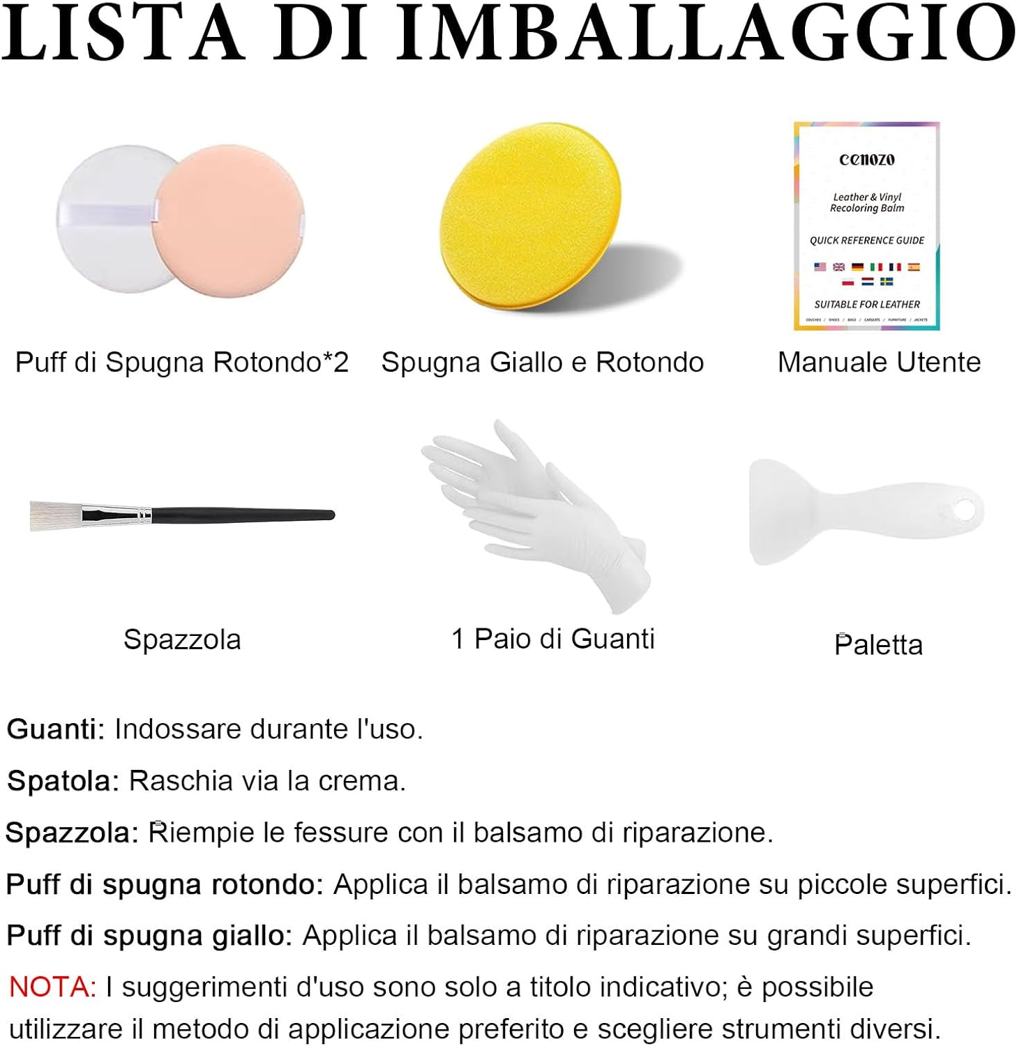 Thumbnail 5 de Kit riparazione pelle Cenozo 250 g beige: smacchiatore, stucco e tintura per sedili auto, divani e accessori