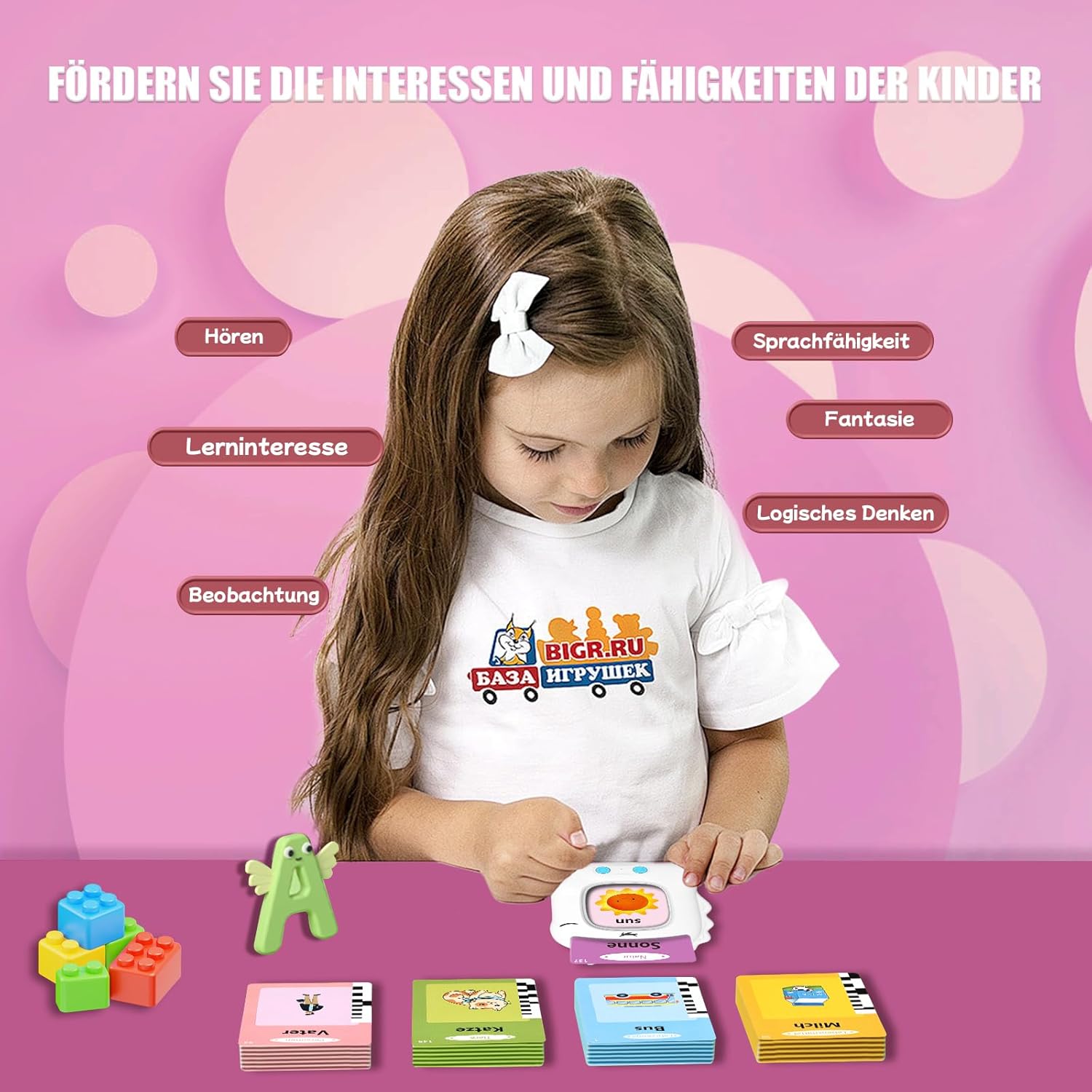 Detalle de Sprechende Lernkarten Deutsch – Interaktives Lernspielzeug ab 2 Jahren, 112 Karten (224 Wörter)