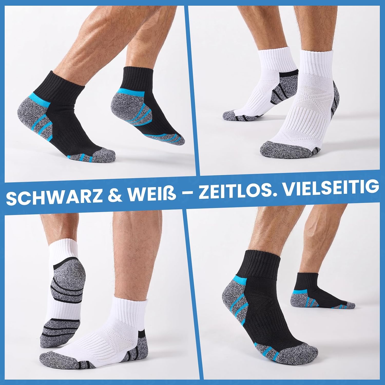 Thumbnail 1 de Stoeury Sneaker Socken Herren – Quarter Socken mit Frotteesohle, Nahtlose Zehen, atmungsaktiv 6 Paar