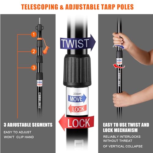 Detalle de CAMULAND Teleskopstange 79–230 cm Set (2 Stück) – robustes Aluminium, rutschfeste Spitze