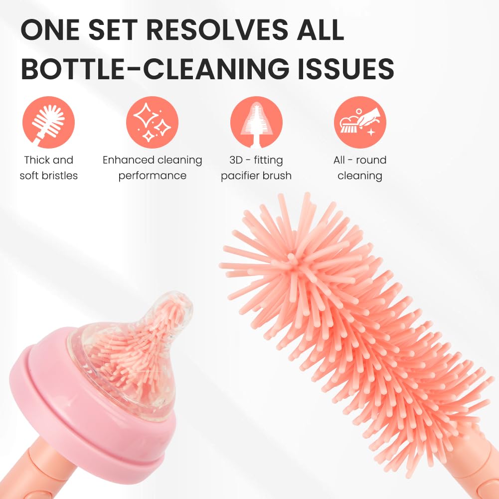 Detalle de Vicloon 6 in 1 Reise Baby Flaschenbürsten Set – BPA-frei, Silikonkopf & Reiseset