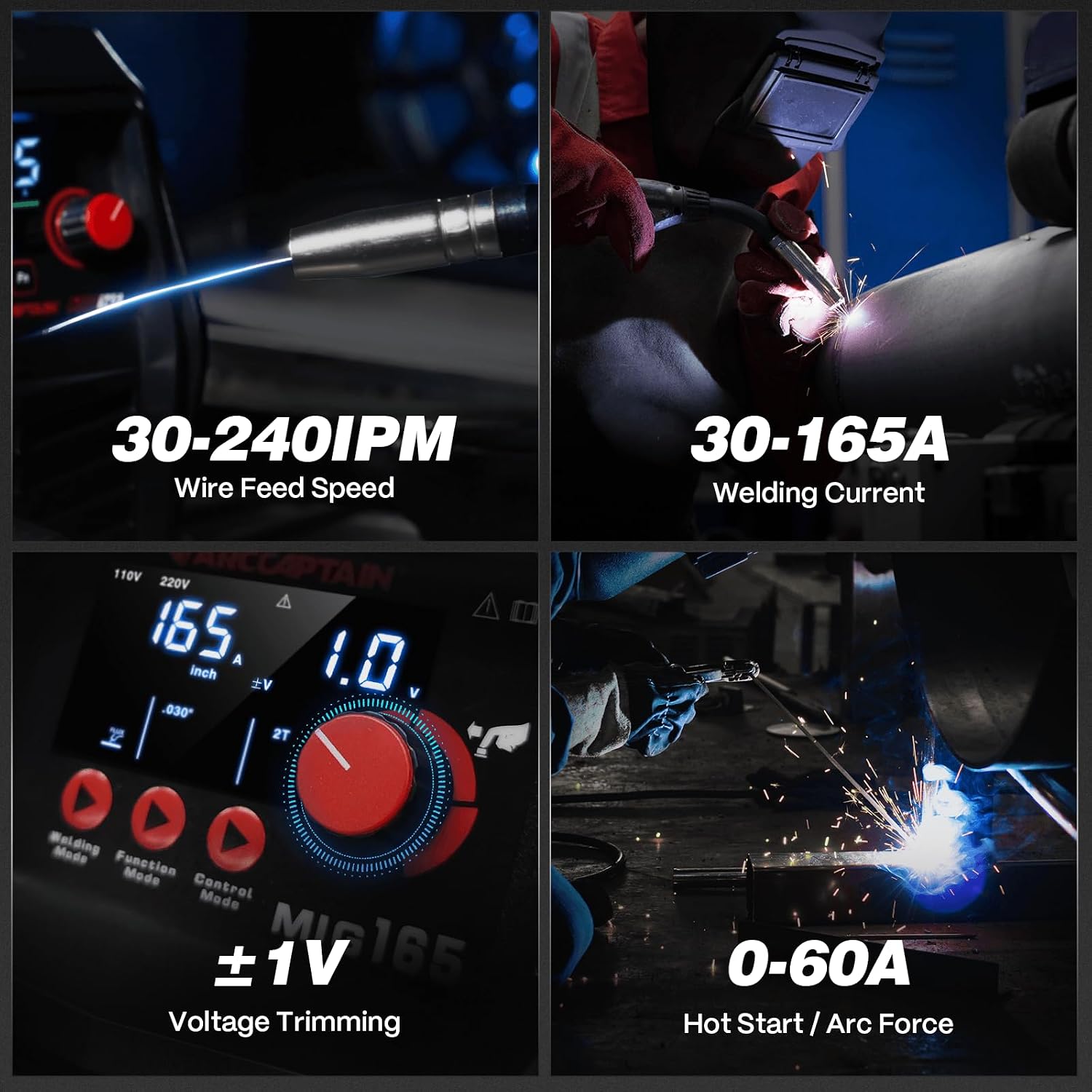 Detalle 2 de ARCCAPTAIN MIG165 165A 4-in-1 MIG Welder, 110V/220V
