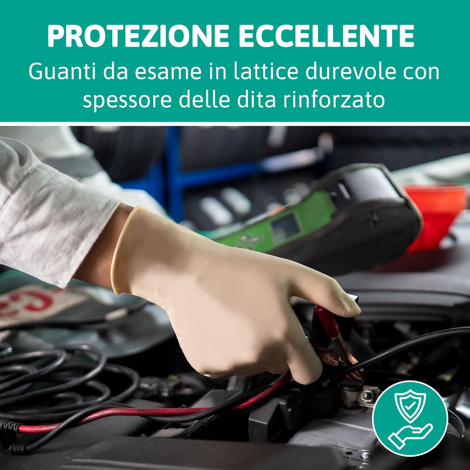 Detalle de Ansell MicroFlex 63-864 Guanti Monouso in Lattice – Senza Polvere, Taglia L (100 Guanti)