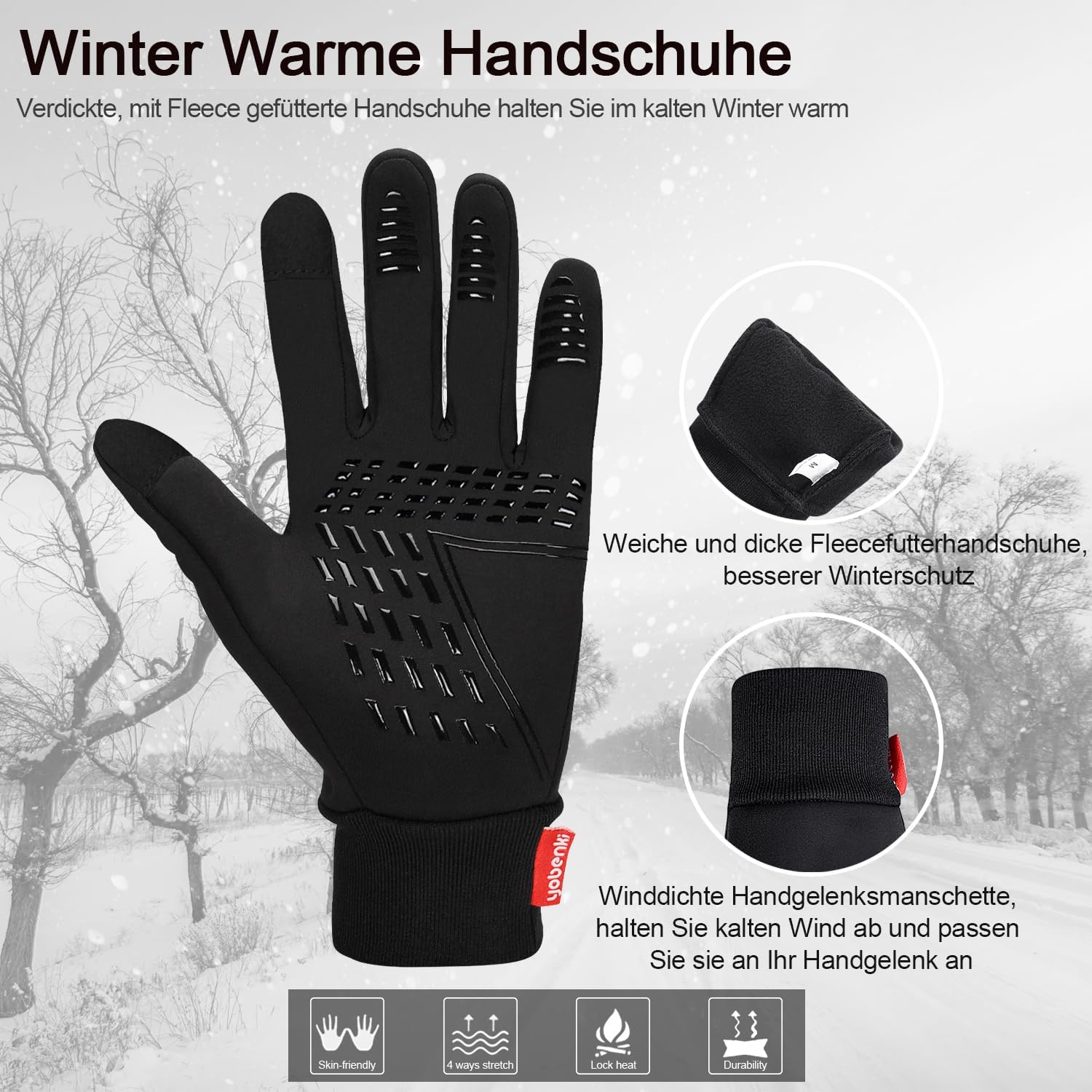 Detalle de Cevapro Fahrradhandschuhe Warme Winterhandschuhe wasserdichte Touchscreenhandschuhe