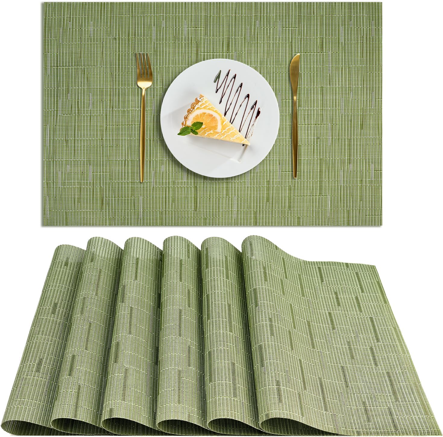 Detalle de AUAUY M1-4141203 placemats van pvc, 30 x 45 cm, antislip, set van 6