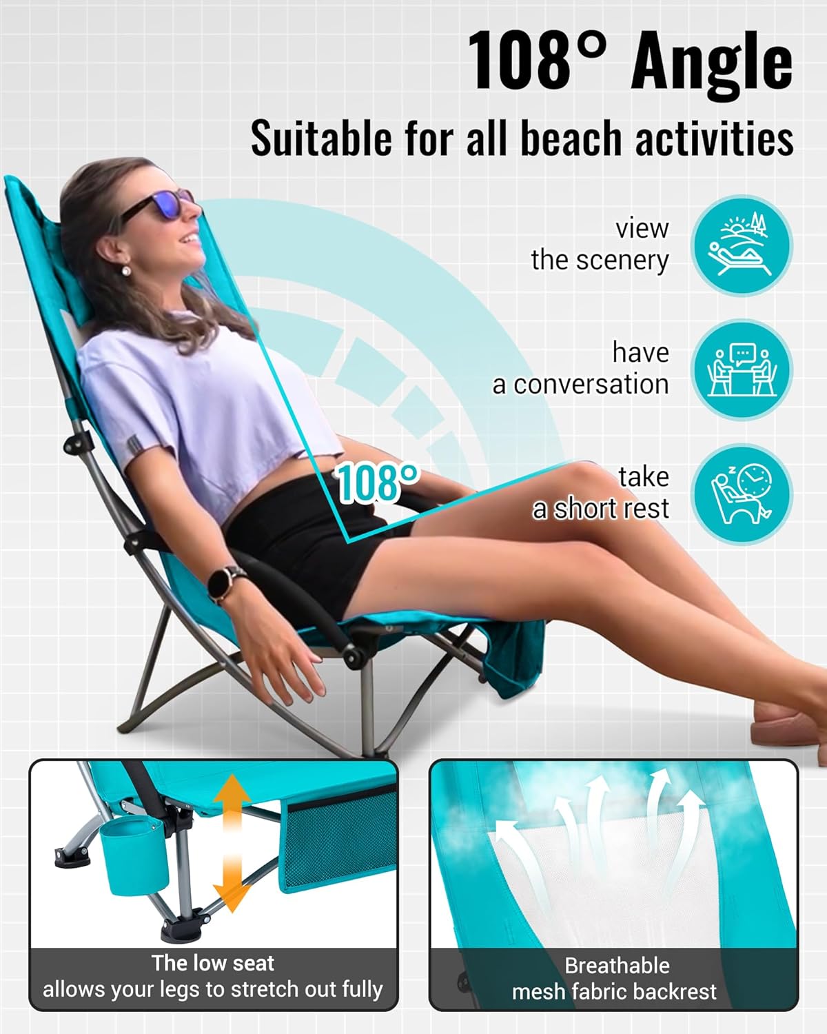Thumbnail 4 de KingCamp Low Beach Chair 300 lbs