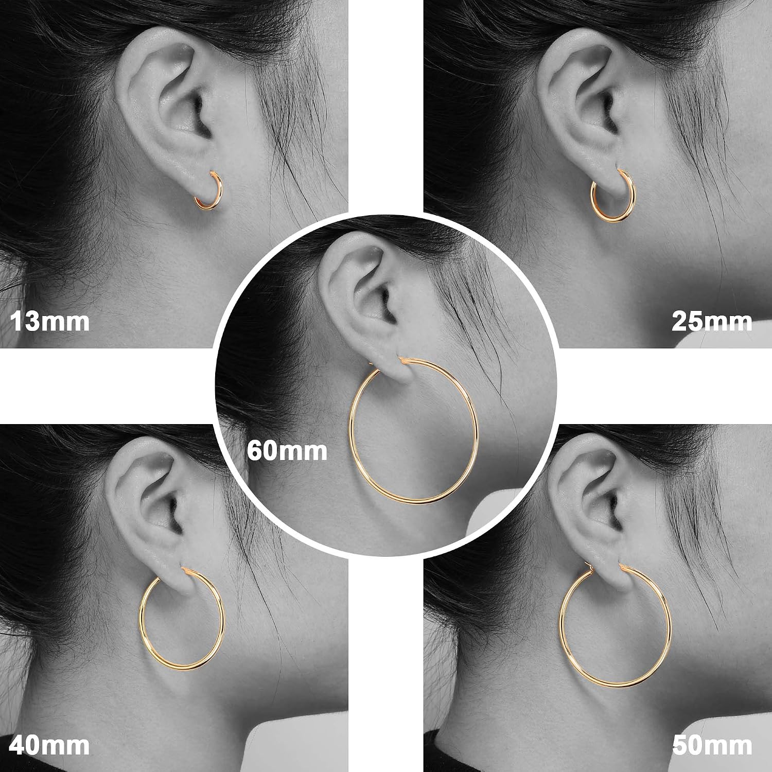 Detalle de M MOOHAM Gold Plated Hoop Earrings for Women – Hypoallergenic 14K Gold Plated Hoops, 25mm, 2mm Thick