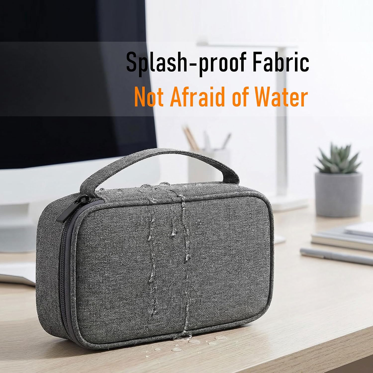 Detalle de Arae Travel Tech Pouch: Canvas Electronics Organizer 20x12x5.3cm