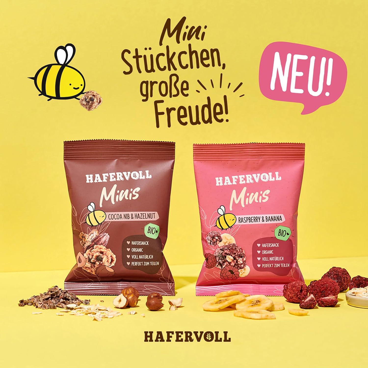 Thumbnail 5 de HAFERVOLL Minis Raspberry & Banana 8x 65g – Bio-zertifiziert, mit Honig gesüßt, perfekt zum Teilen