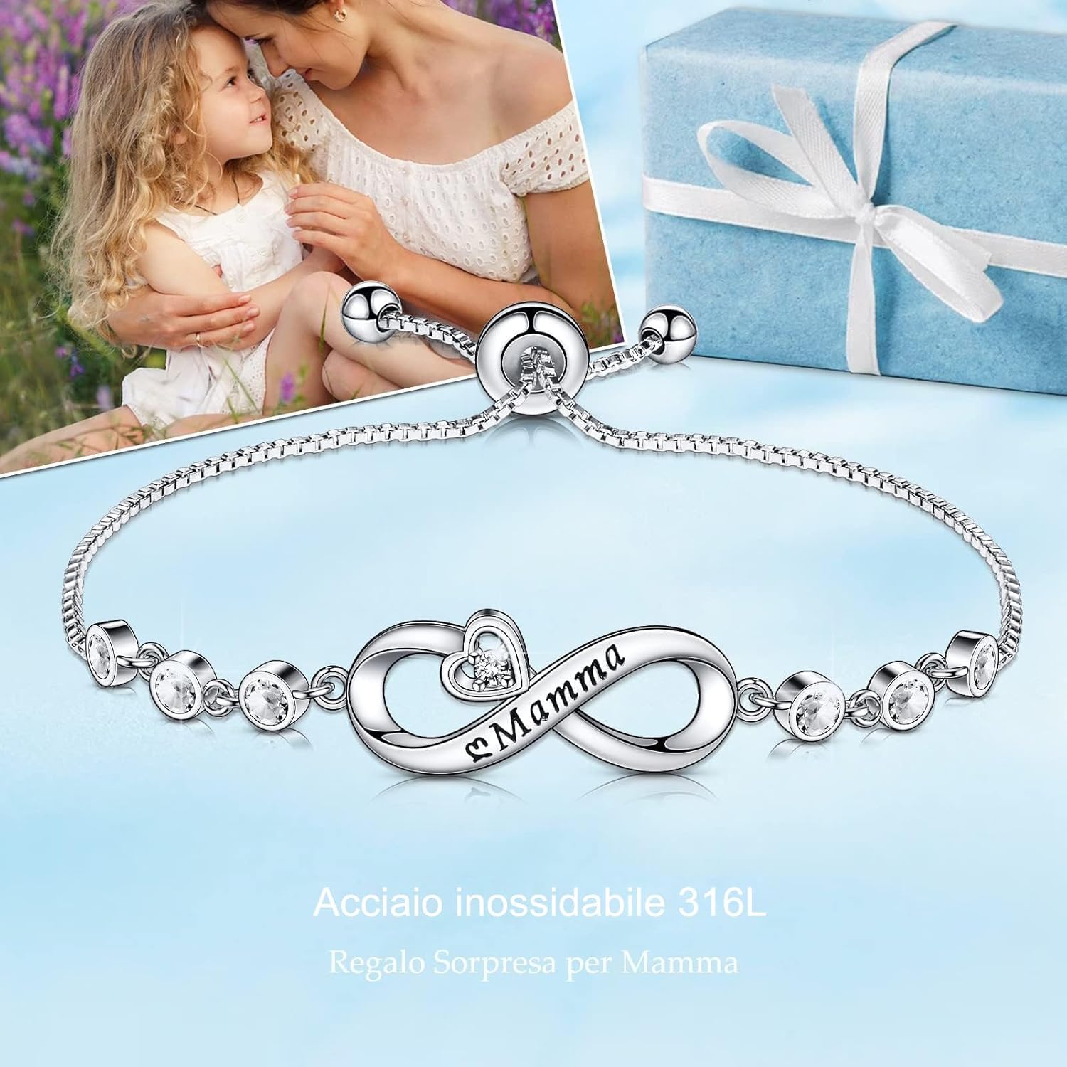 Thumbnail 1 de VGWON Bracciale Regalo Mamma in argento 925 con cuore infinito