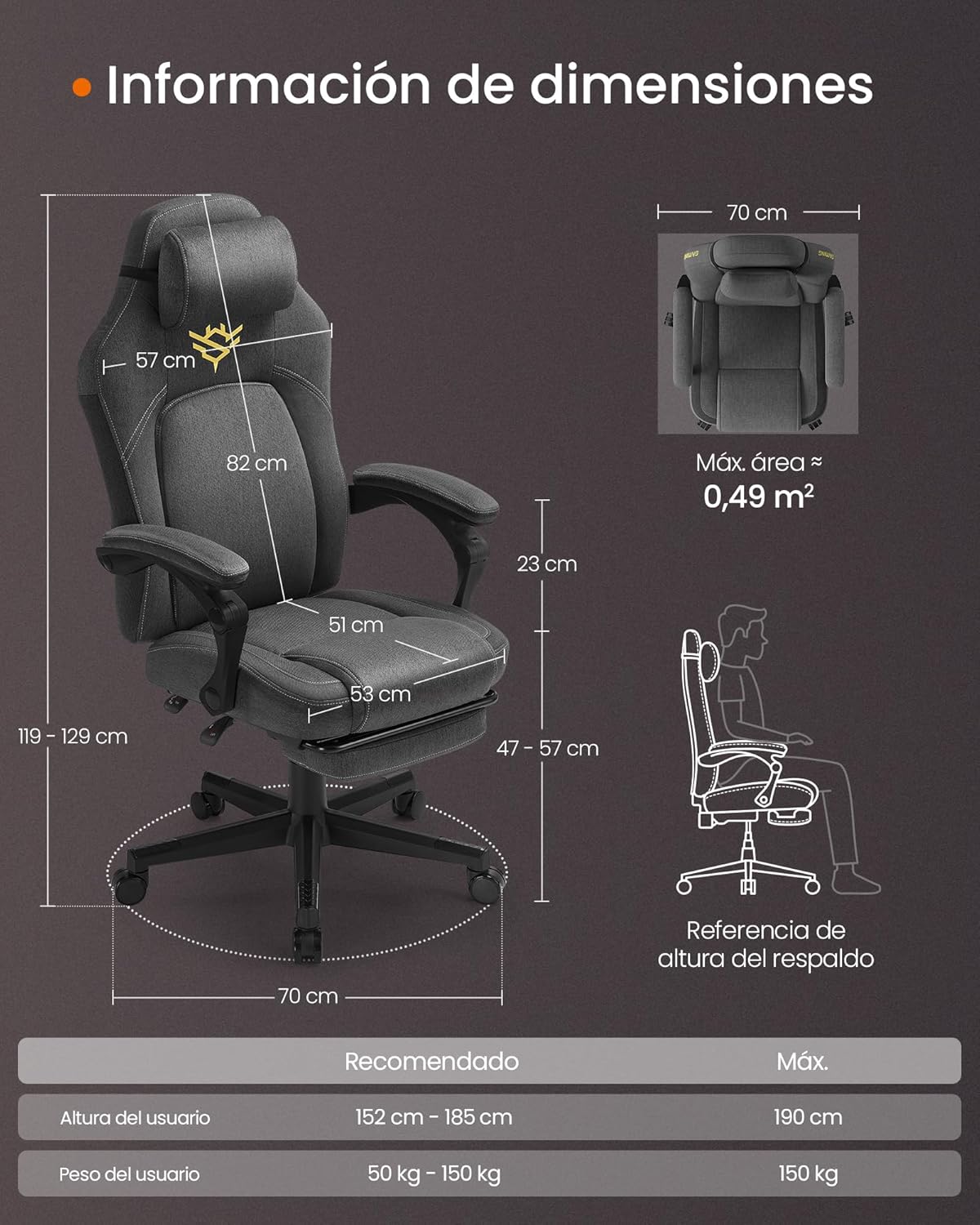 Detalle 2 de SONGMICS HOME Silla de Juegos racer
