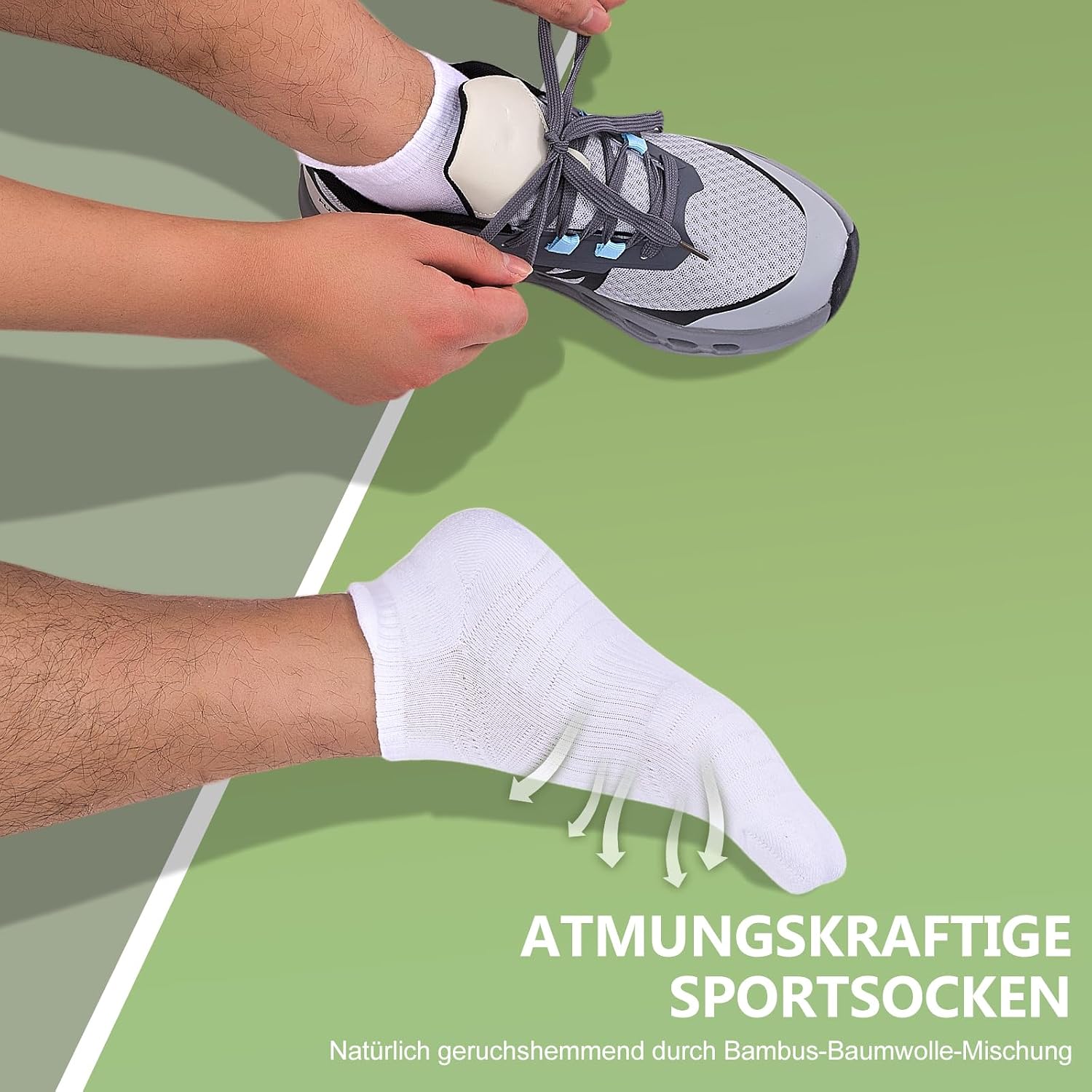 Detalle de SockWaddles Sneaker Socken für Herren & Damen – 6 Paar Bambus-Baumwolle, atmungsaktiv & kurz