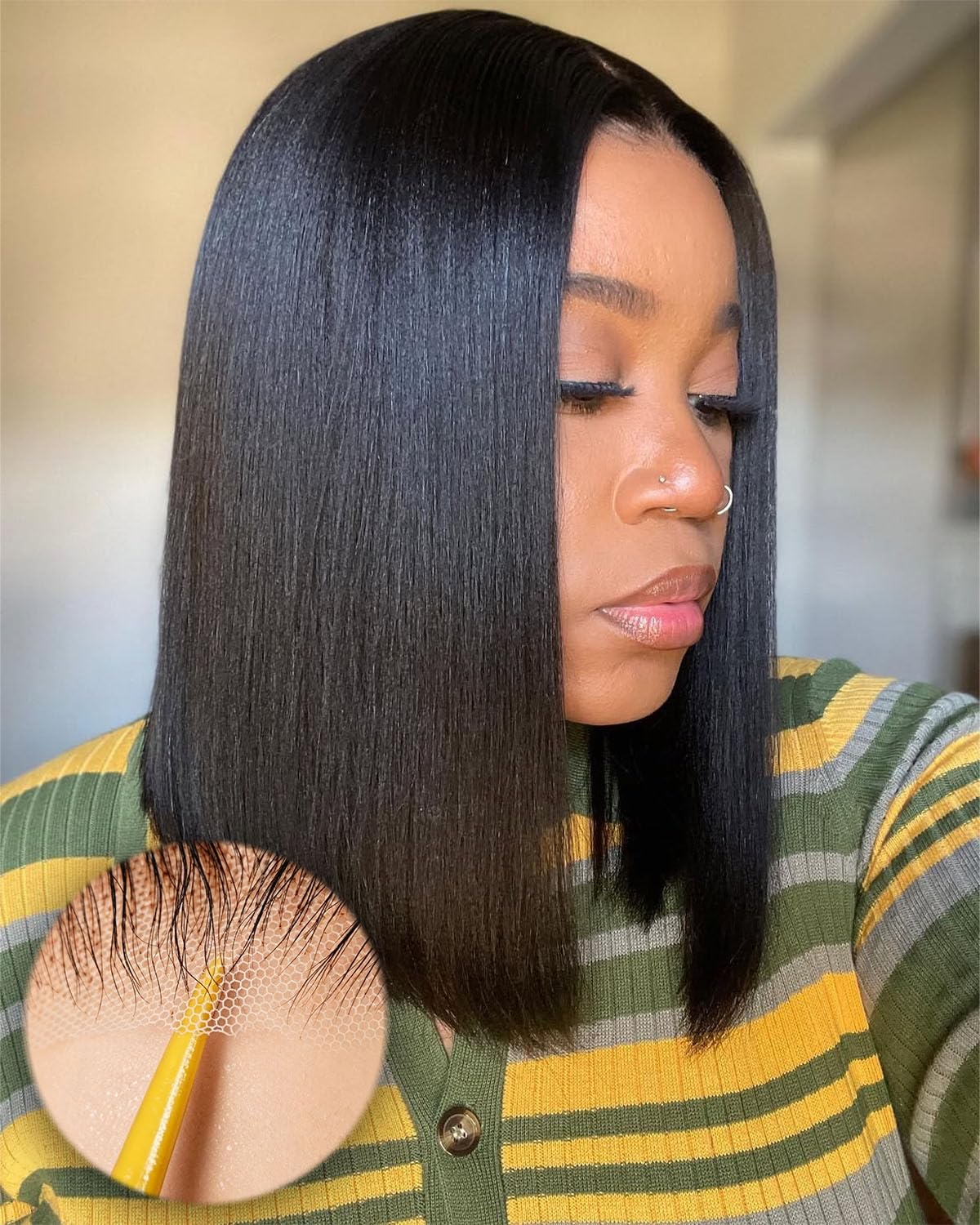 Detalle de Simmel 7x6 Human Hair Bob Wig