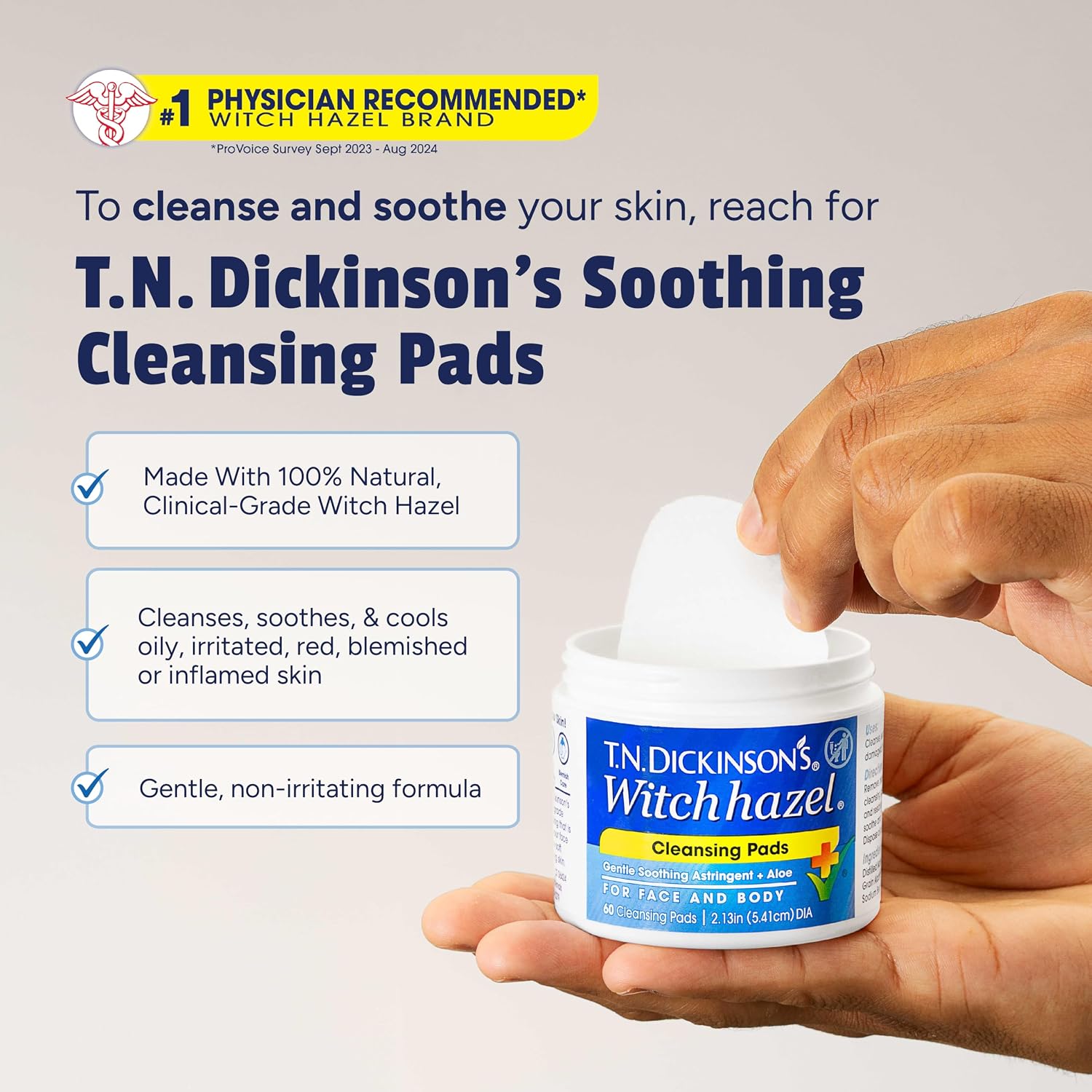 Thumbnail 3 de T.N. Dickinson's 871160 Witch Hazel Cleansing Pads with Aloe, 60 Count