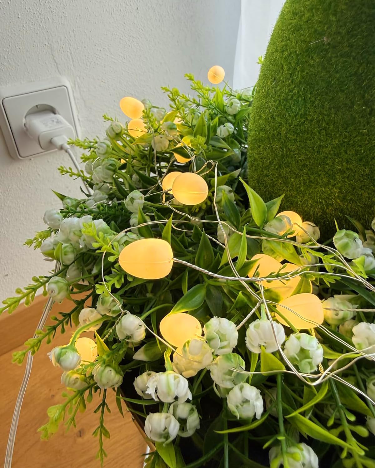 Detalle de AdalyRoma JDDC-40L lichtslinger met 40 warmwitte eierlampjes en timer