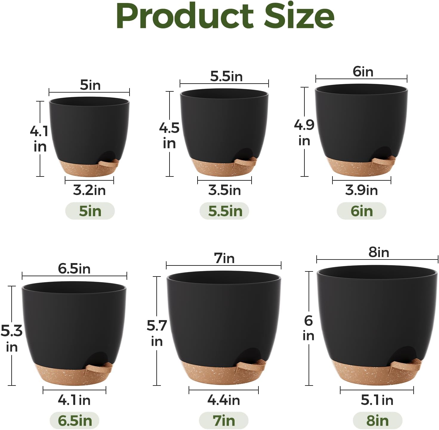 Detalle de Bamworld Self Watering Plant Pots Set of 6 20.3 cm