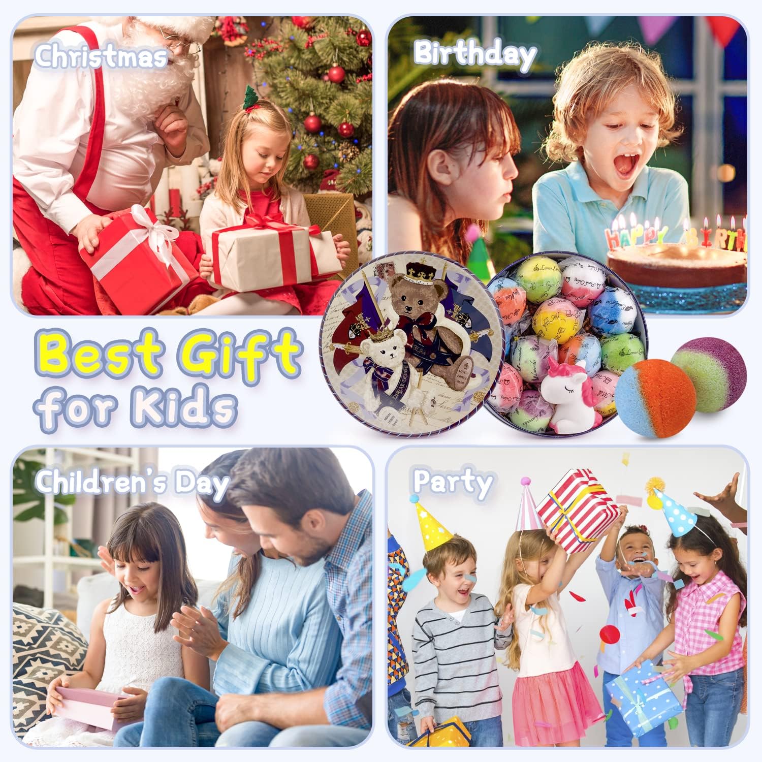 Thumbnail 6 de Bath Bombs for Kids (12 pcs) with Surprise Crystal Toys Inside – Handmade Natural & Organic Bubble Bath Gift Set