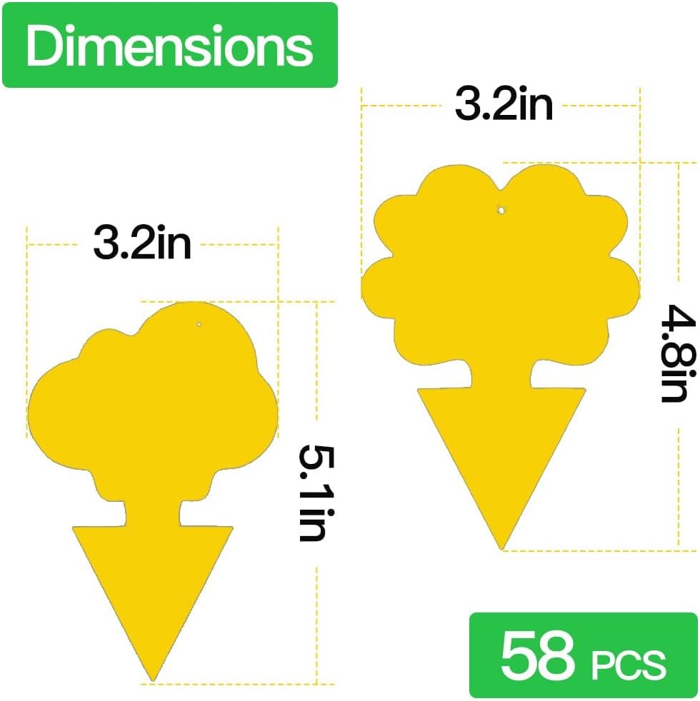 Detalle de Cleanuper 58 Sticky Plant Traps, Yellow Double-Sided, Flower and Cloud Shapes