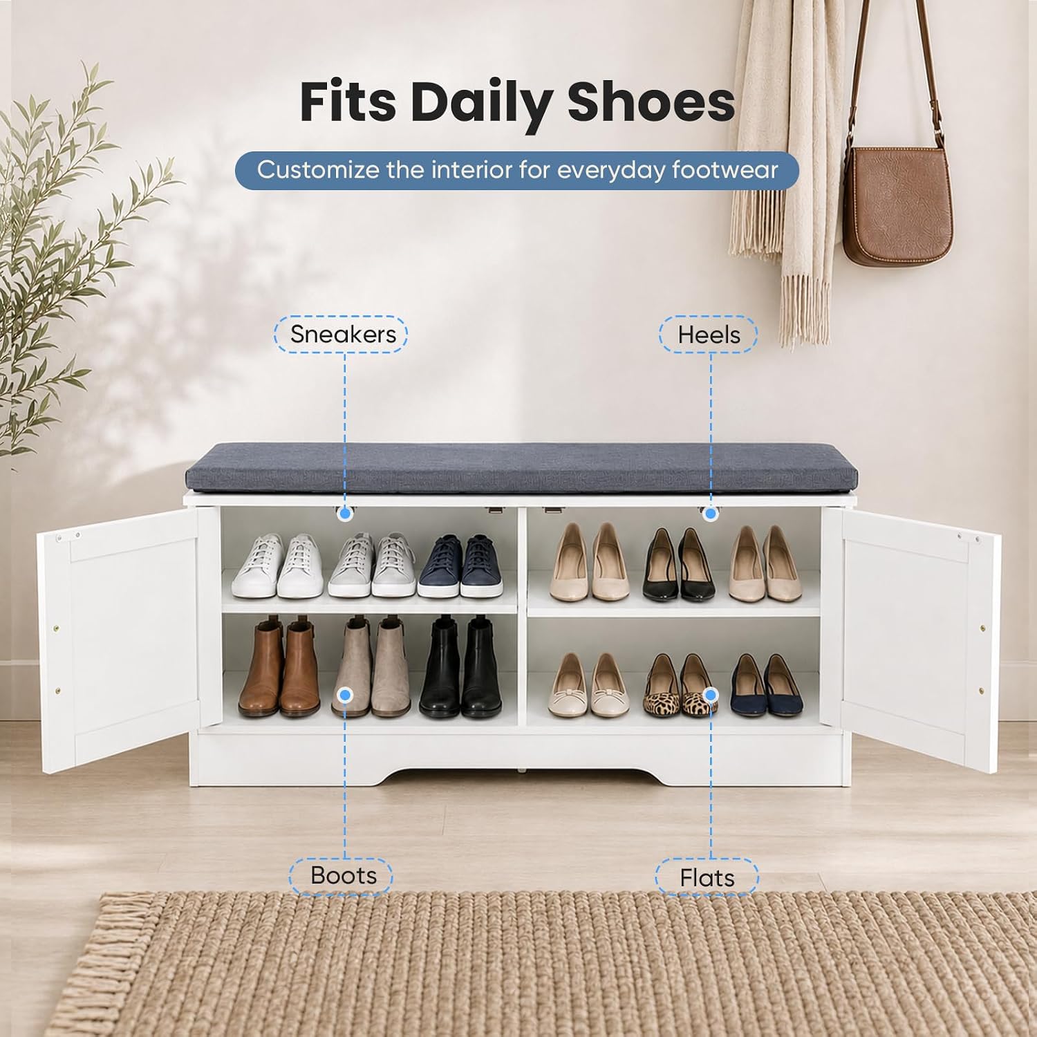 Detalle de NEWBULIG Shoe Storage Bench, 39.4-inch