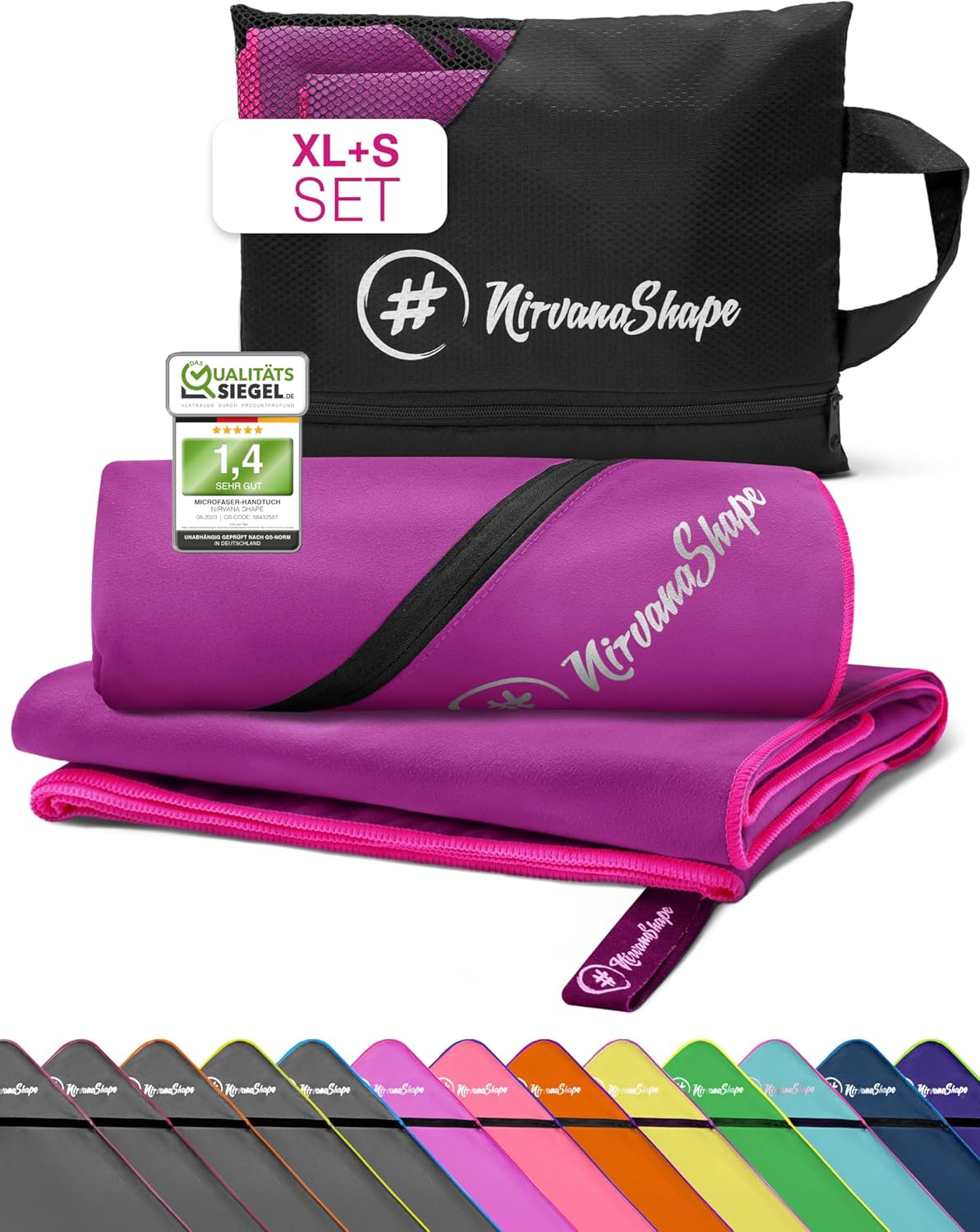 Thumbnail 6 de NirvanaShape Mikrofaser Handtücher im 2er-Set (XL+S) 200 x 100 + 60 x 40 cm – leichtes Reise-, Strand- und Sporttuch