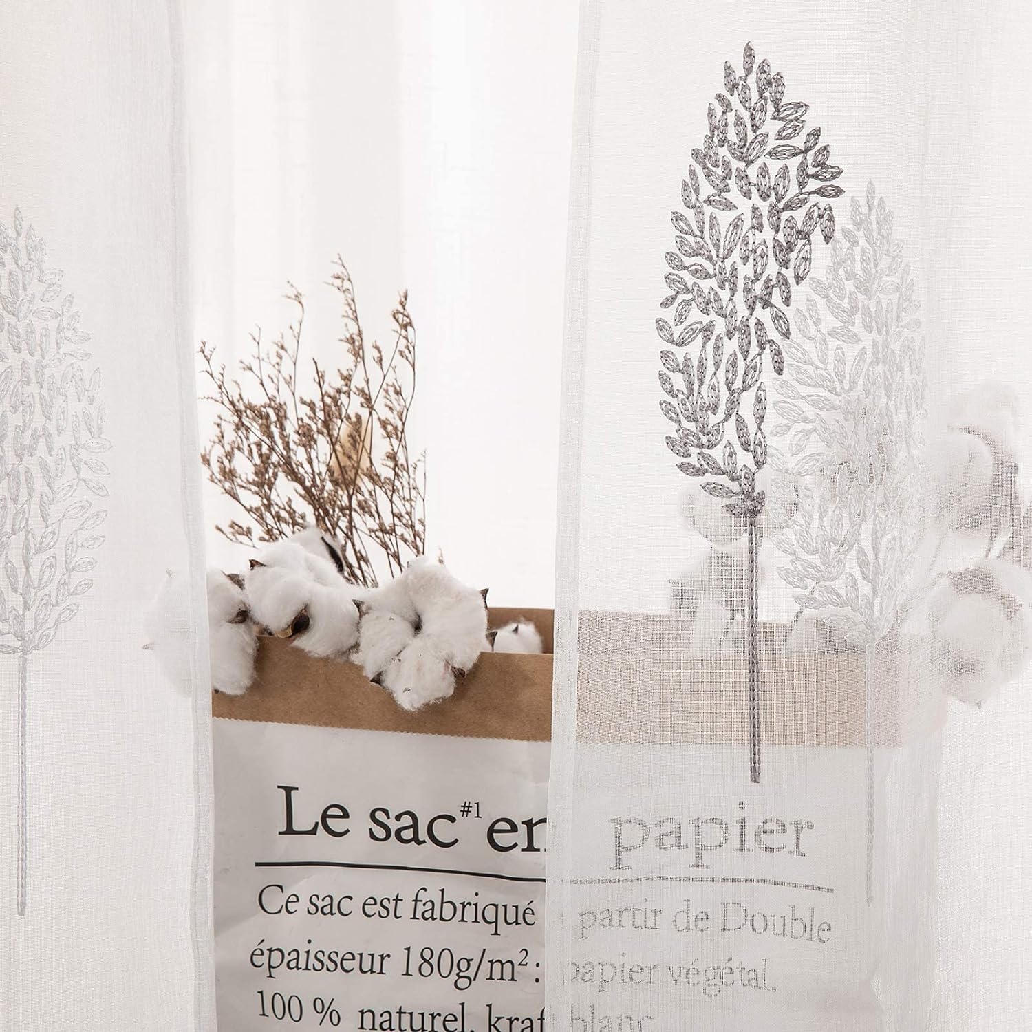 Thumbnail 2 de MIULEE Cortinas Modernas con Bordado de Hojas 🌿 2 Piezas