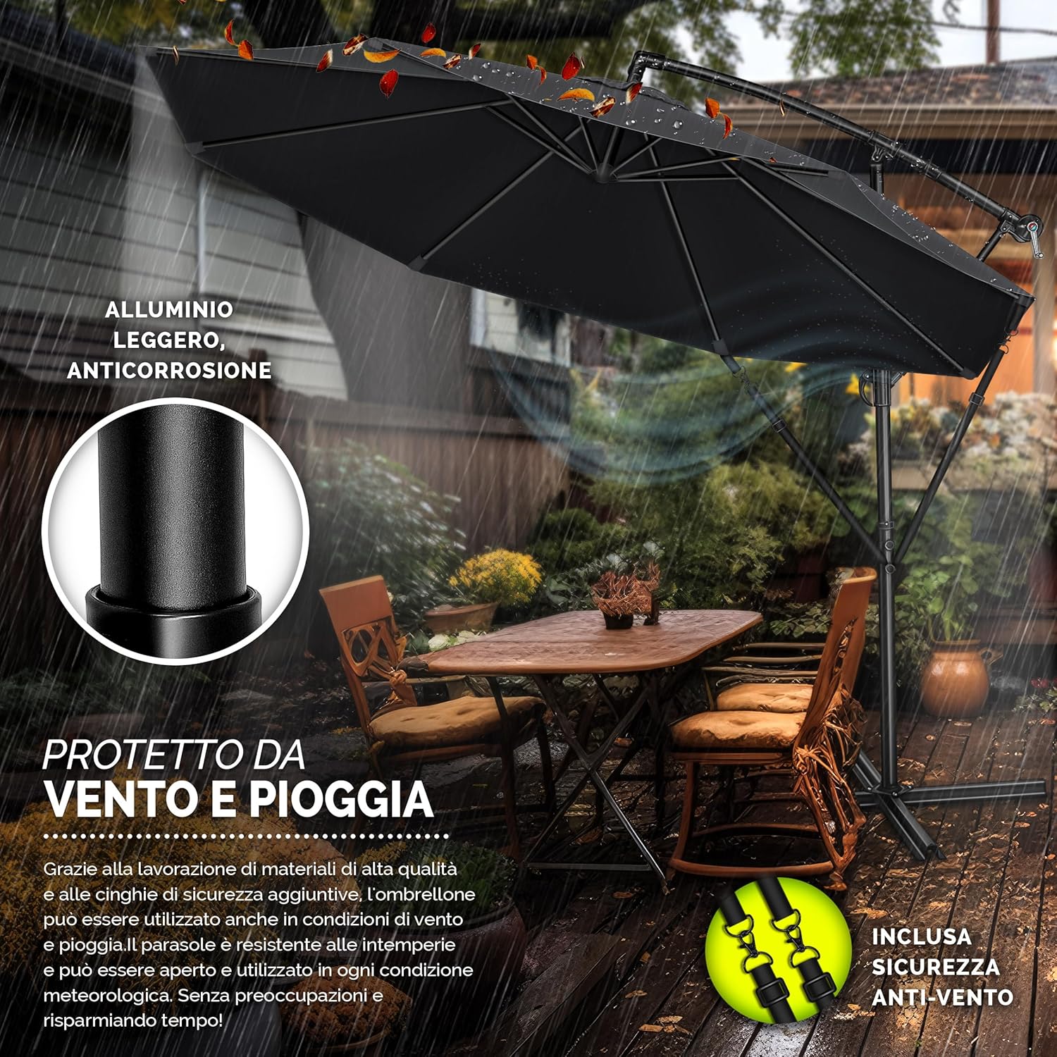 Thumbnail 3 de tillvex Ombrellone Ø 300 cm con manovella 🌂