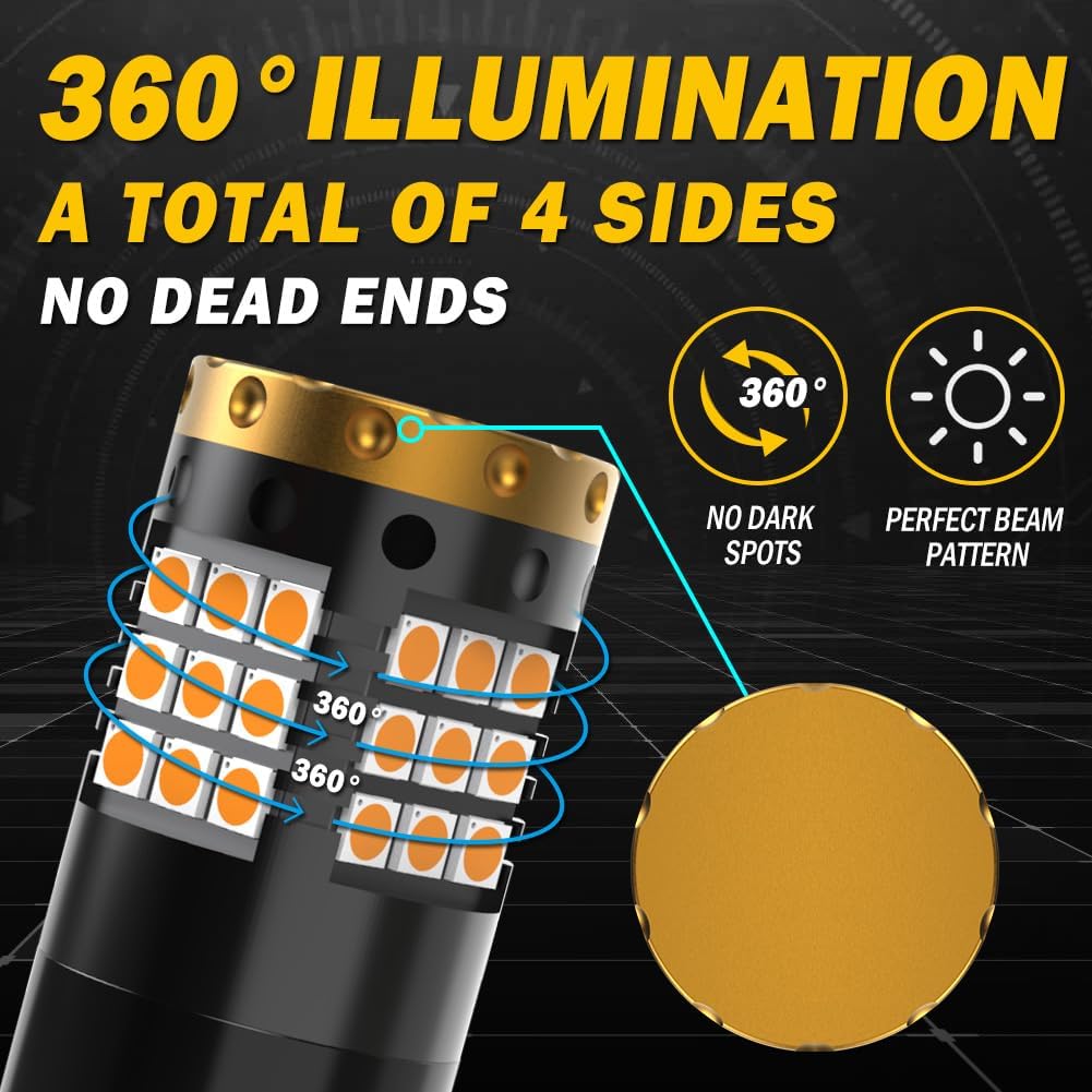 Thumbnail 3 de NATGIC 7440 W21W LED Turn Signal Bulbs (2-Pack) Amber – 3700LM, 18W Each, Canbus Anti-Hyper Flash