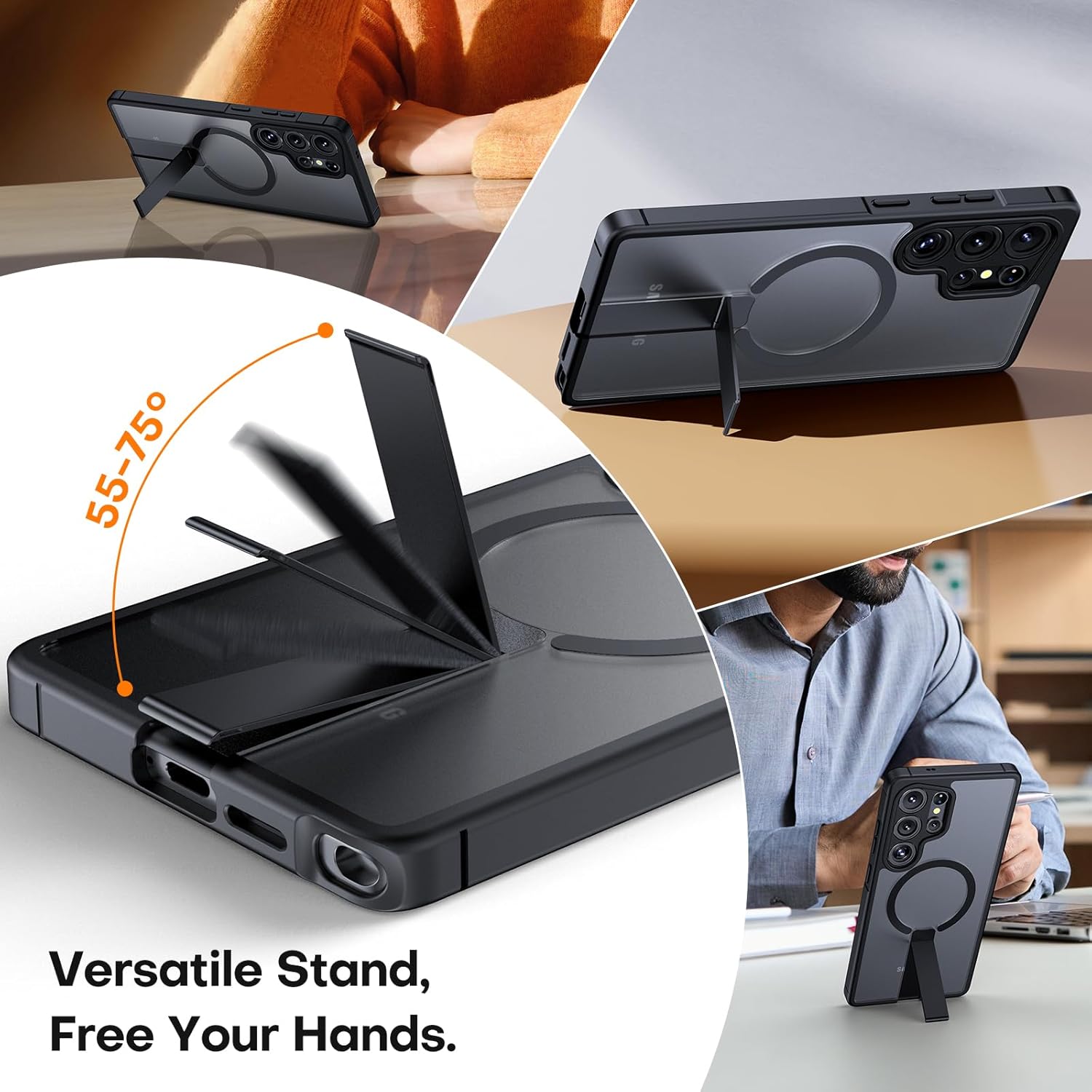 Thumbnail 5 de TOCOL Magnetic Case for Samsung Galaxy S25 Ultra with Kickstand & MagSafe Fit (Black)