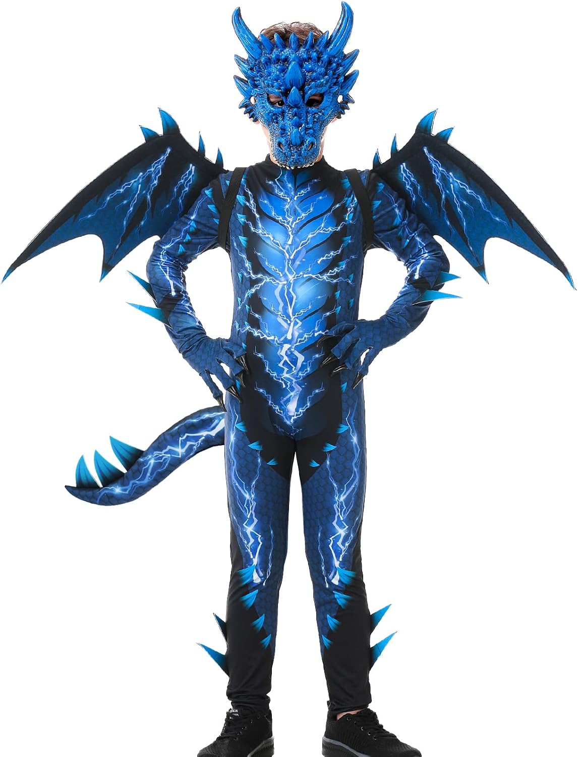 Detalle de aicoaub Kids Dragon Costume with Lightning Wings, Mask and Detachable Tail