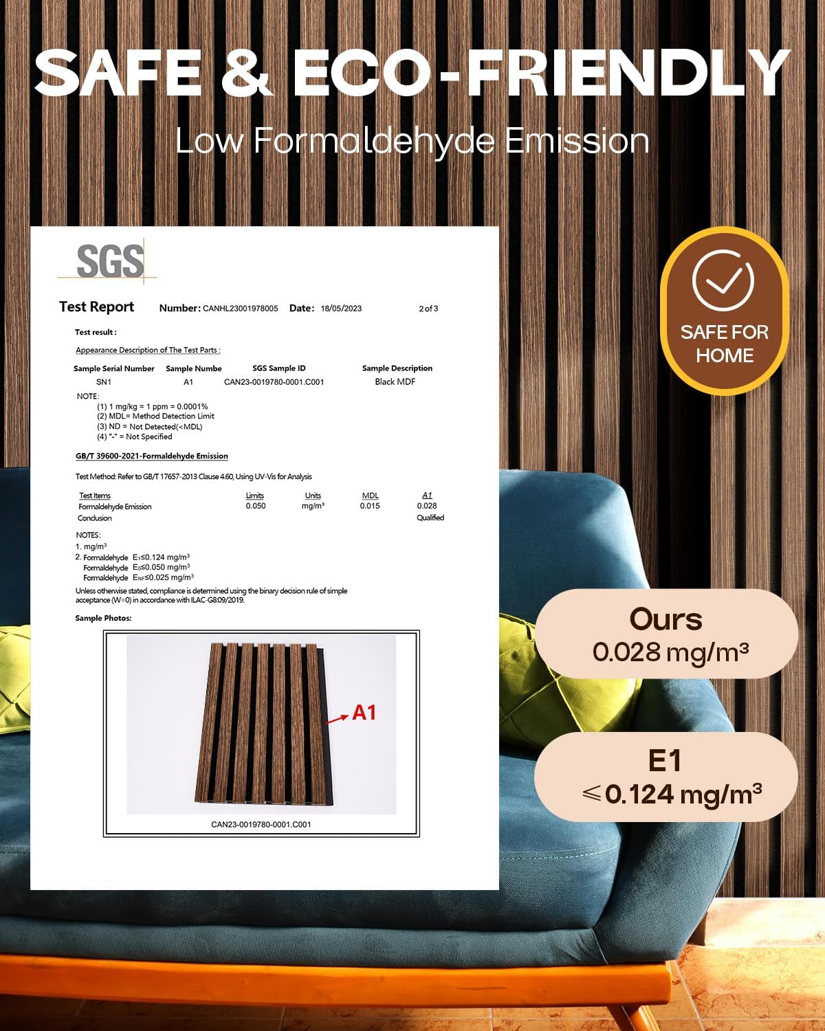 Detalle de Acoustic Wood Slat Wall Panels, Walnut