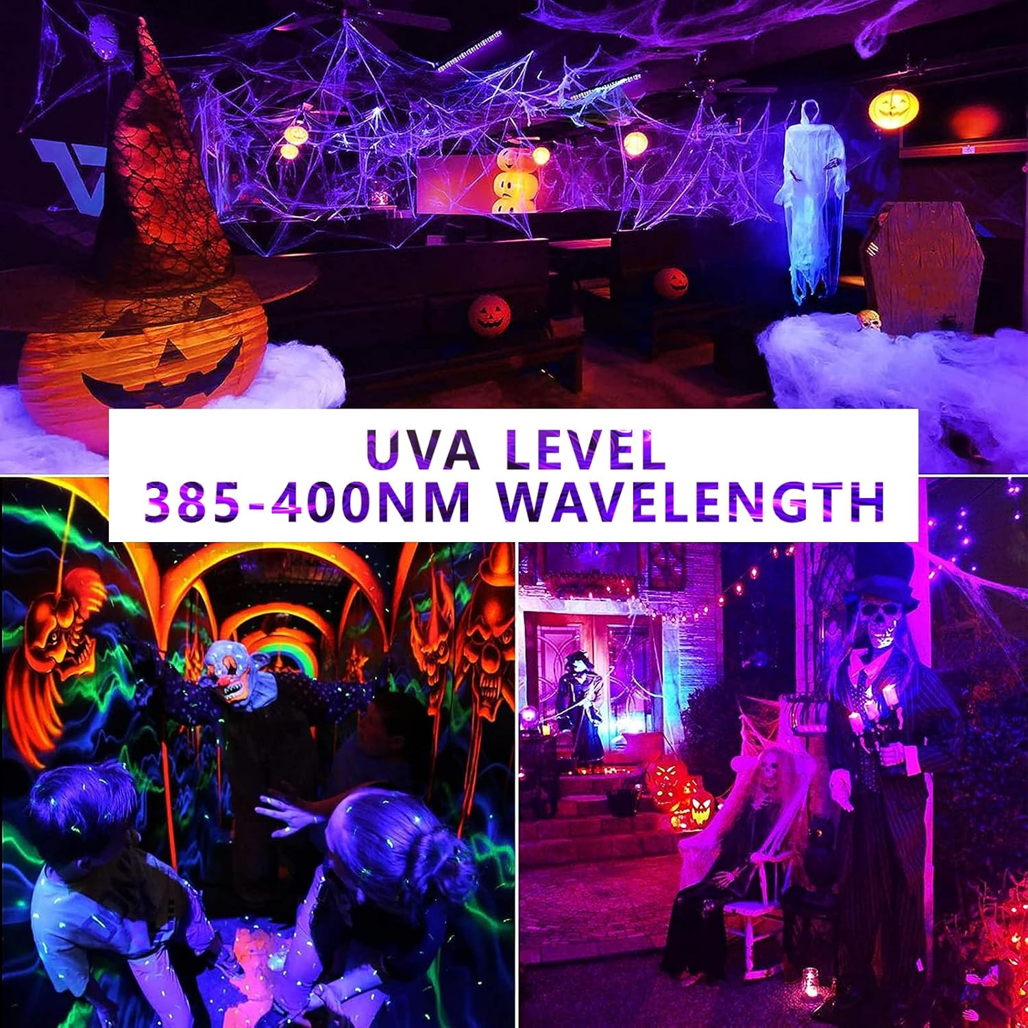 Detalle 2 de Wiyifada A19 LED Black Light Bulbs, Dimmable 9W, 385–400nm UVA, 2-Pack