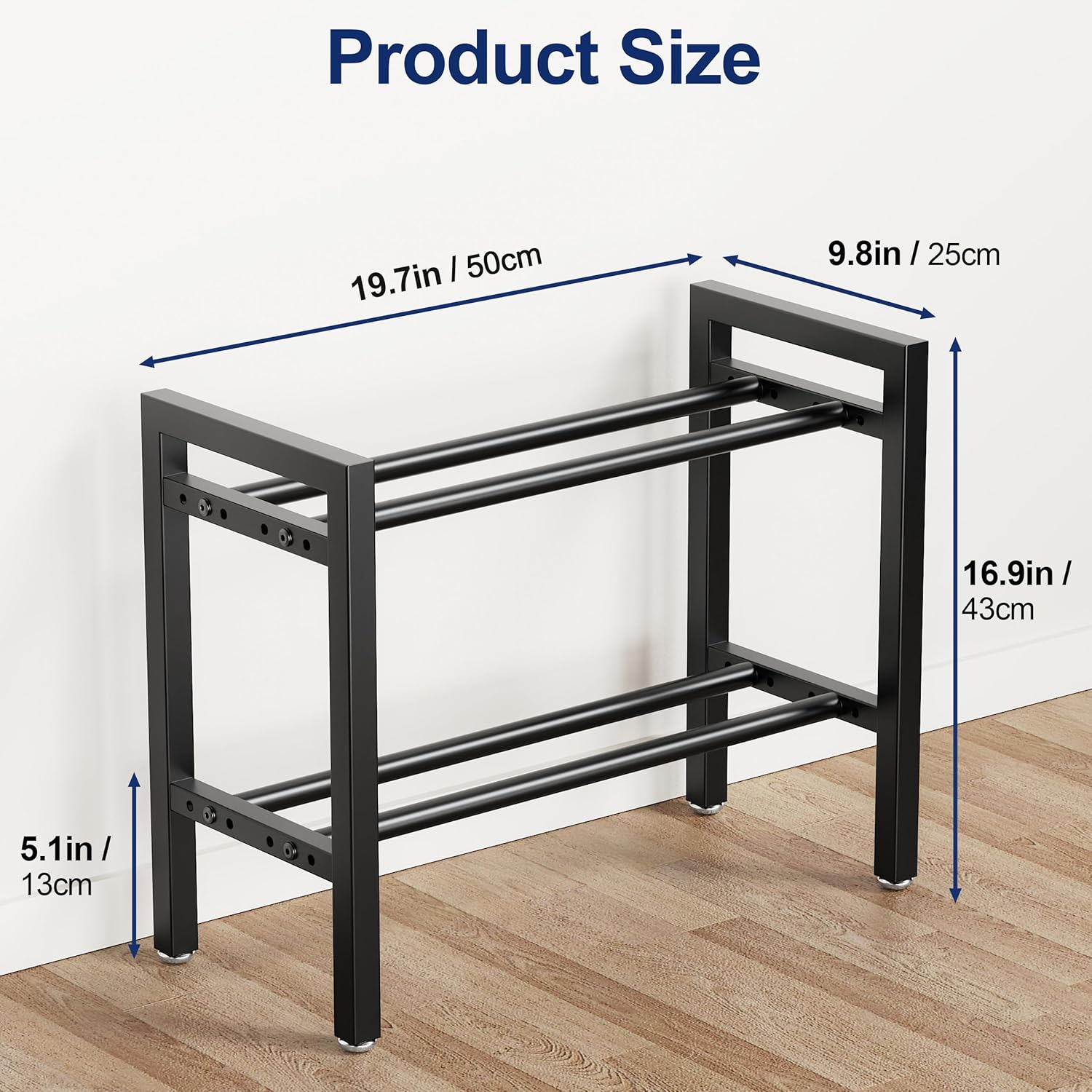Detalle 2 de 2-Tier Adjustable Dumbbell Rack (19 inch) 250LB capacity weight rack – rack only