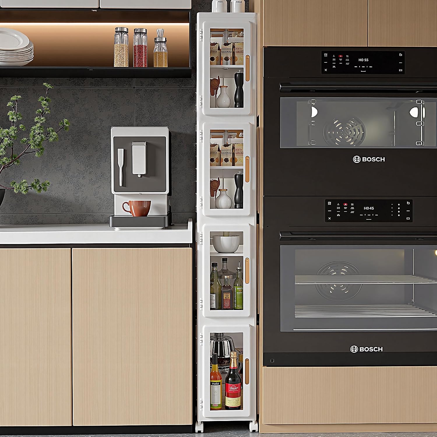 Detalle 2 de VECELO 4-Tier Slim Storage Cabinet 4 Shelves 🚪