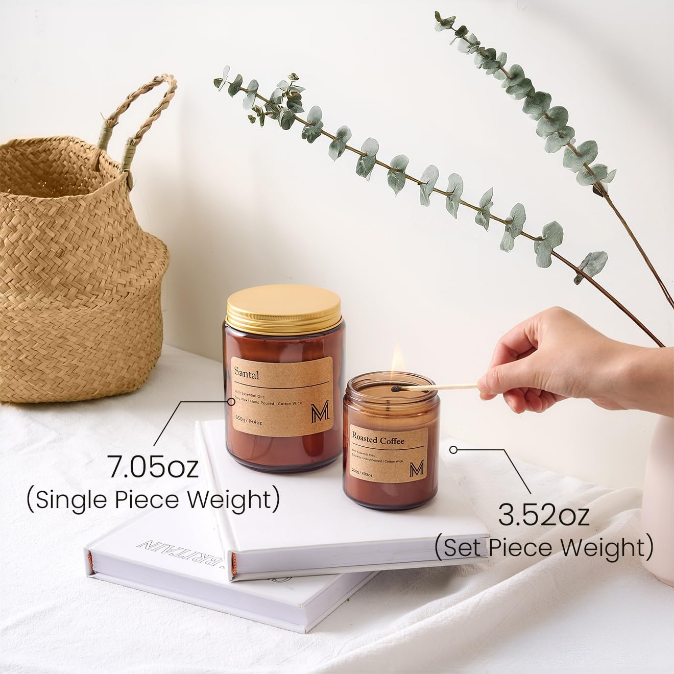 Thumbnail 4 de M&SENSE scented candles gift set for women, 200g natural soy wax candle (Oceanic Breeze)