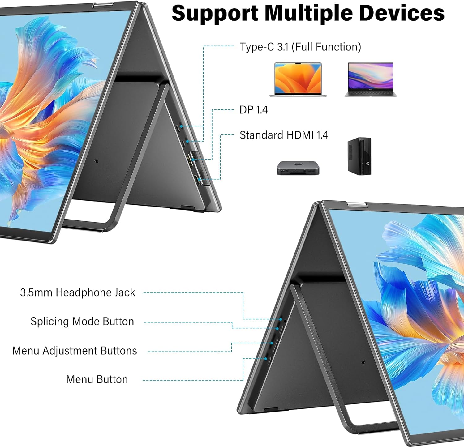 Thumbnail 5 de InnoView 23.8" Dual Portable Monitor (180Hz, 2560 x 1440, 100% sRGB) — Foldable & Stackable USB-C/HDMI