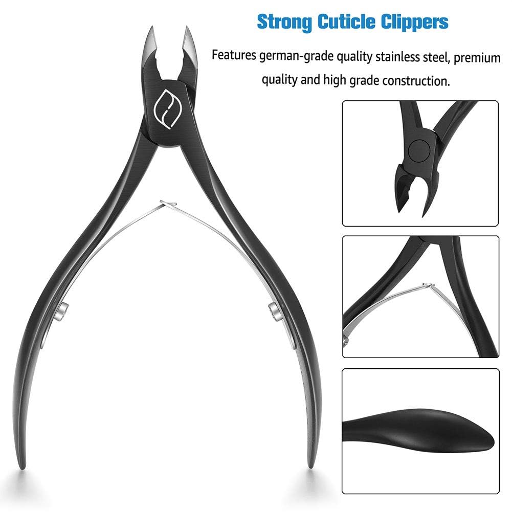 Detalle de FERYES LE-S301 1/2-Jaw Cuticle Nippers, Stainless Steel, Black