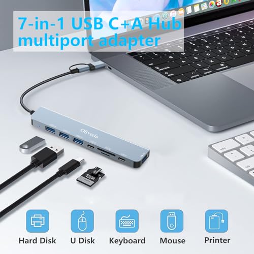 Thumbnail 3 de Oliveria Adattatore USB-C Hub 8-in-2: lettore SD/TF, USB 3.0 e USB-C per MacBook, Windows e Android