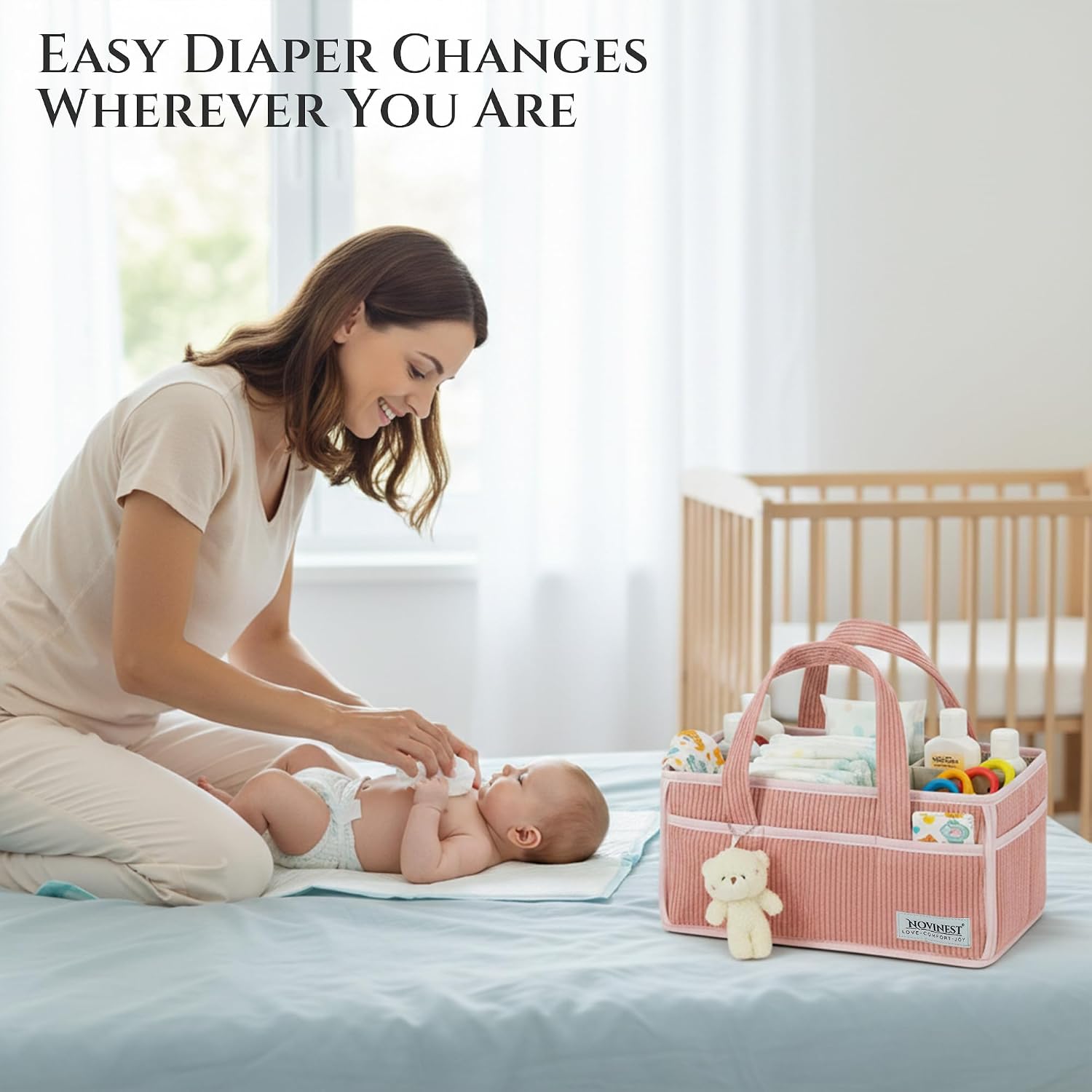 Thumbnail 2 de UPGRADED PREMIUM NOVINEST Nappy Caddy Organizer – All-in-One Baby Diaper & Nursery Storage