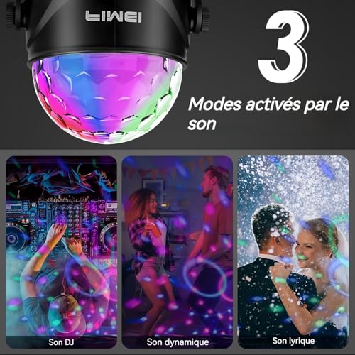 Detalle de FIMEI Boule Disco 2 Pack – Contrôlée par Musique avec Télécommande