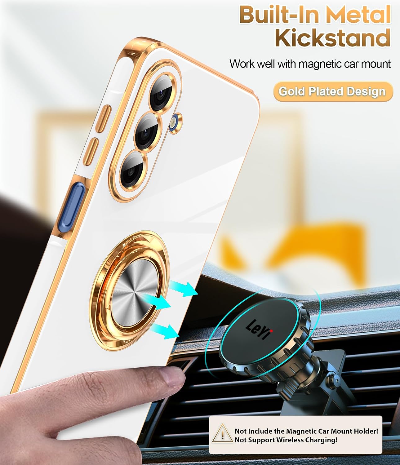 Detalle 1 de LeYi Samsung Galaxy A17 5G Case with 360° Ring Stand, 2 Screen Protectors