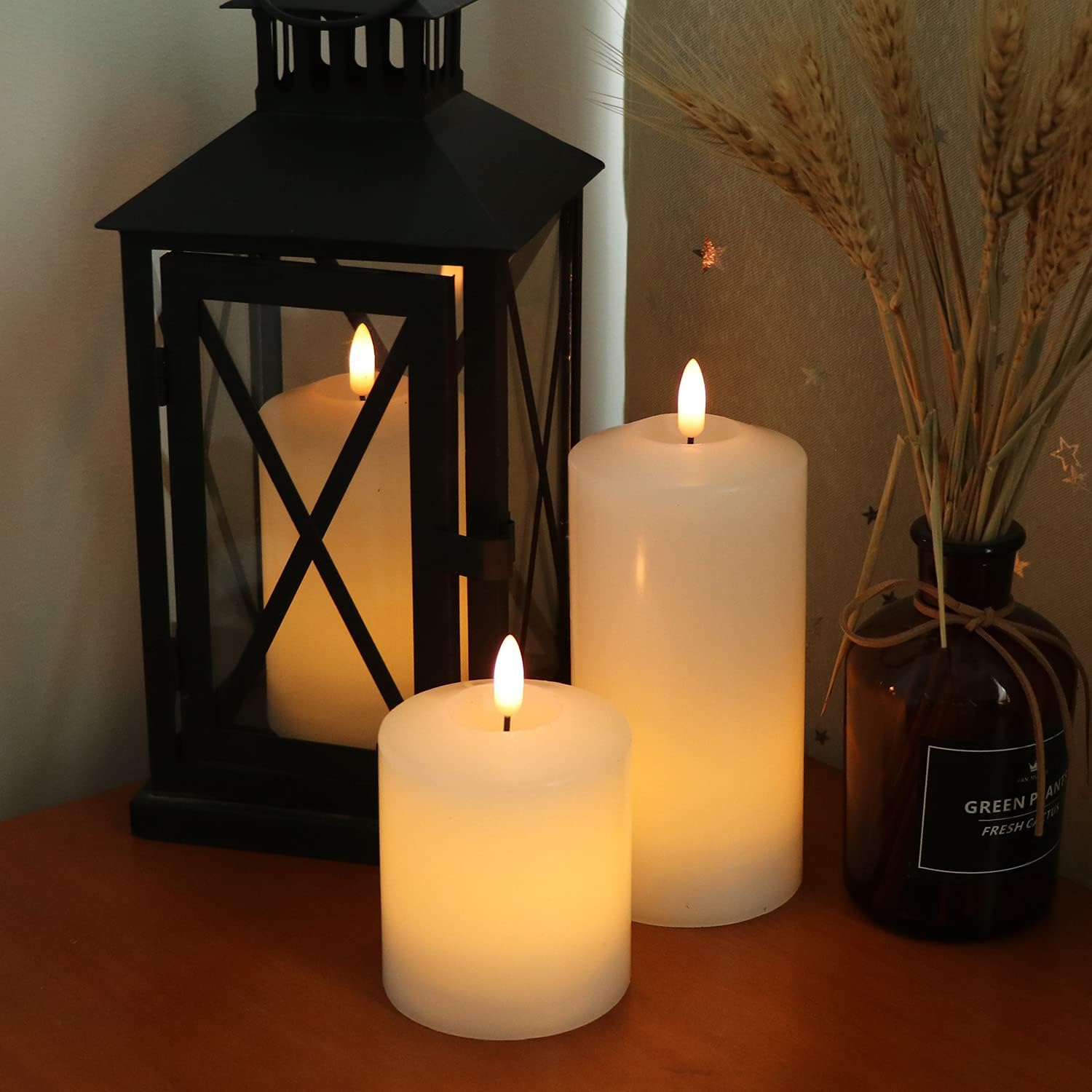 Detalle 2 de Eldnacele White Flameless Pillar Candle Pack 3 🕯