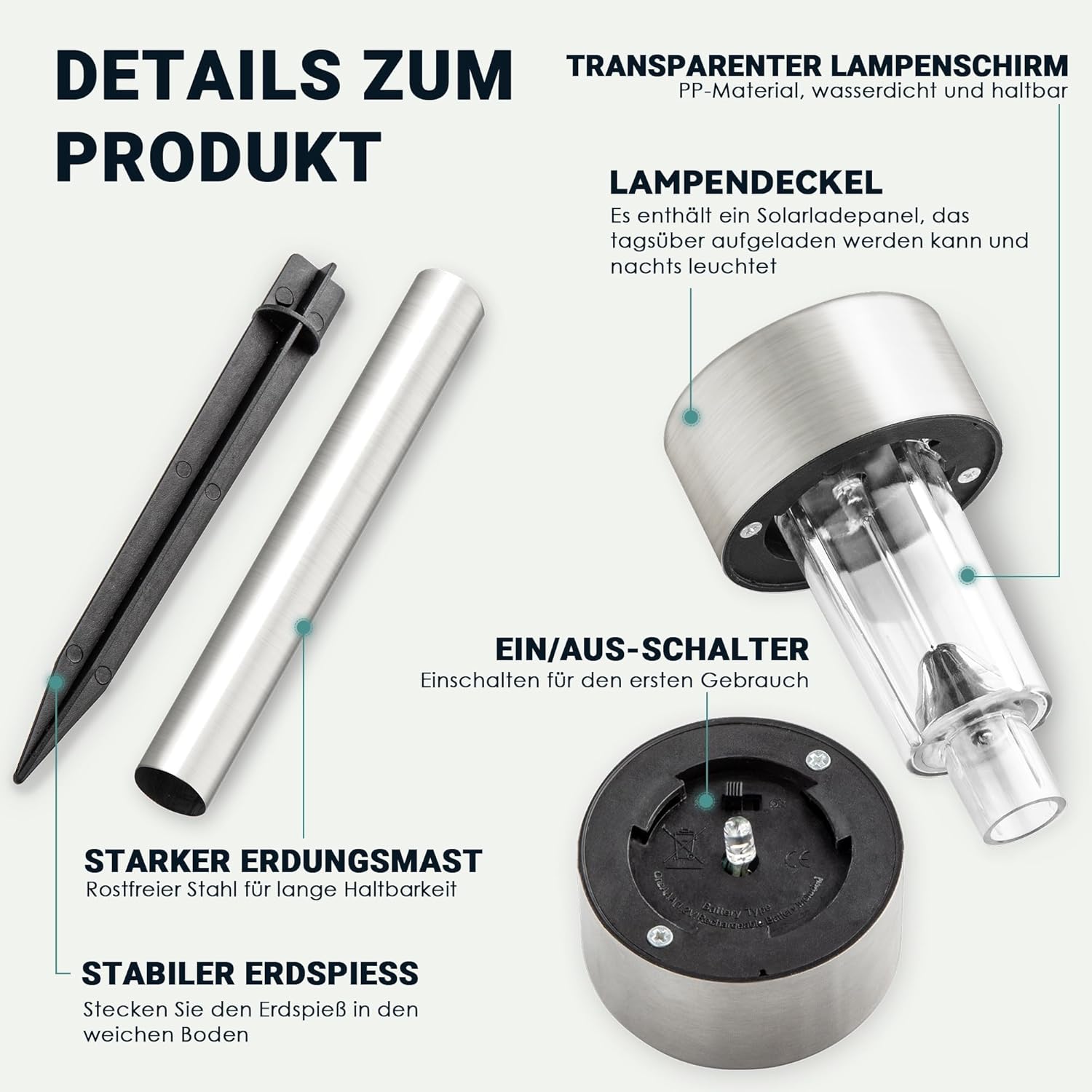 Thumbnail 6 de GIGALUMI Solarlampen für außen – 12er-Set Solar-Gartenleuchten warmweiß (3500K) mit IP44
