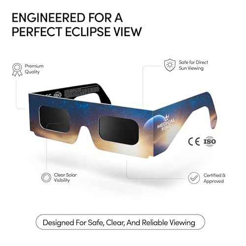 Thumbnail 1 de Medical King Gafas Eclipse Solar — Paquete de 12 con 2 lentes fotográficos para smartphone, ISO 12312-2 y certificación CE