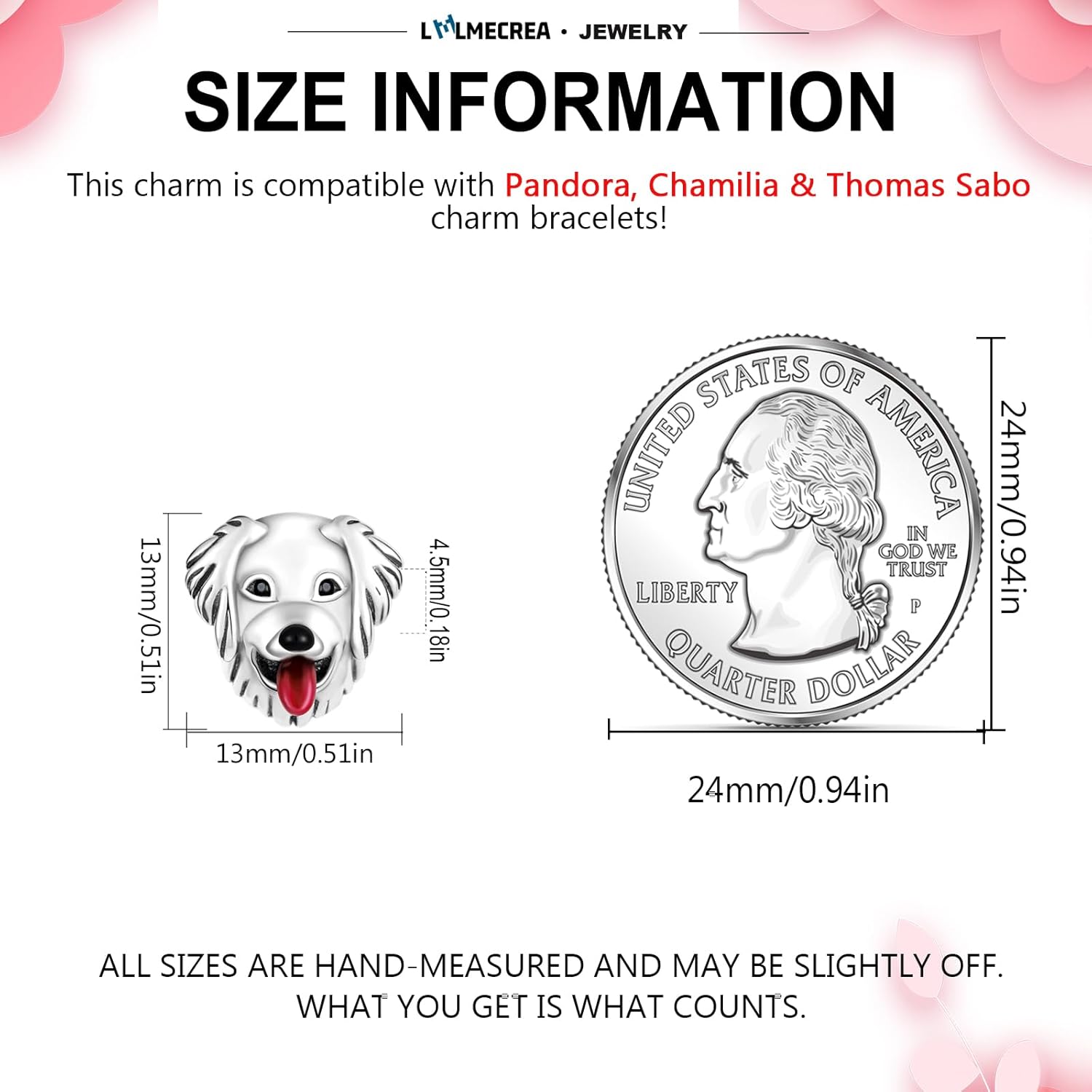 Detalle 2 de LMLMECREA Charm Anhänger 925 Sterling Silber – Hundekopf Design für europäische Armbänder