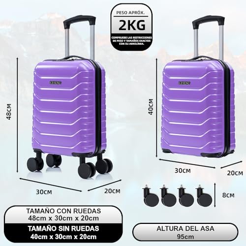 Thumbnail 3 de RAYKONG Maleta de Cabina ABS 40x30x20cm (24L) con Ruedas Desmontables – Morada