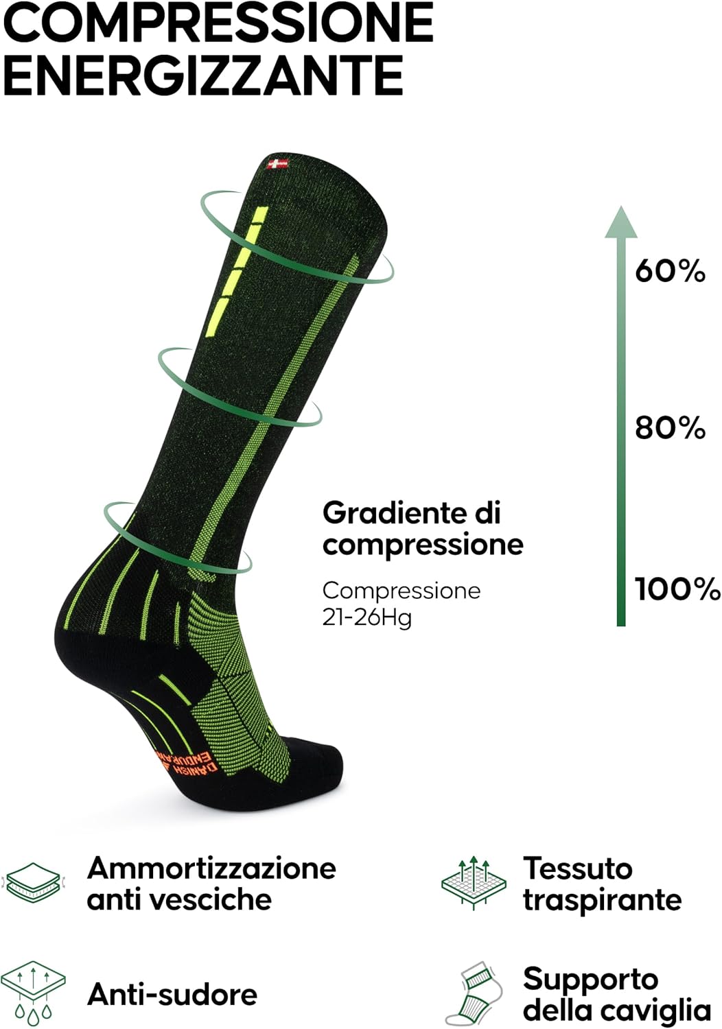 Thumbnail 1 de DANISH ENDURANCE Calze Compressione Graduata 21–26 mmHg Uomo/Donna – Pair