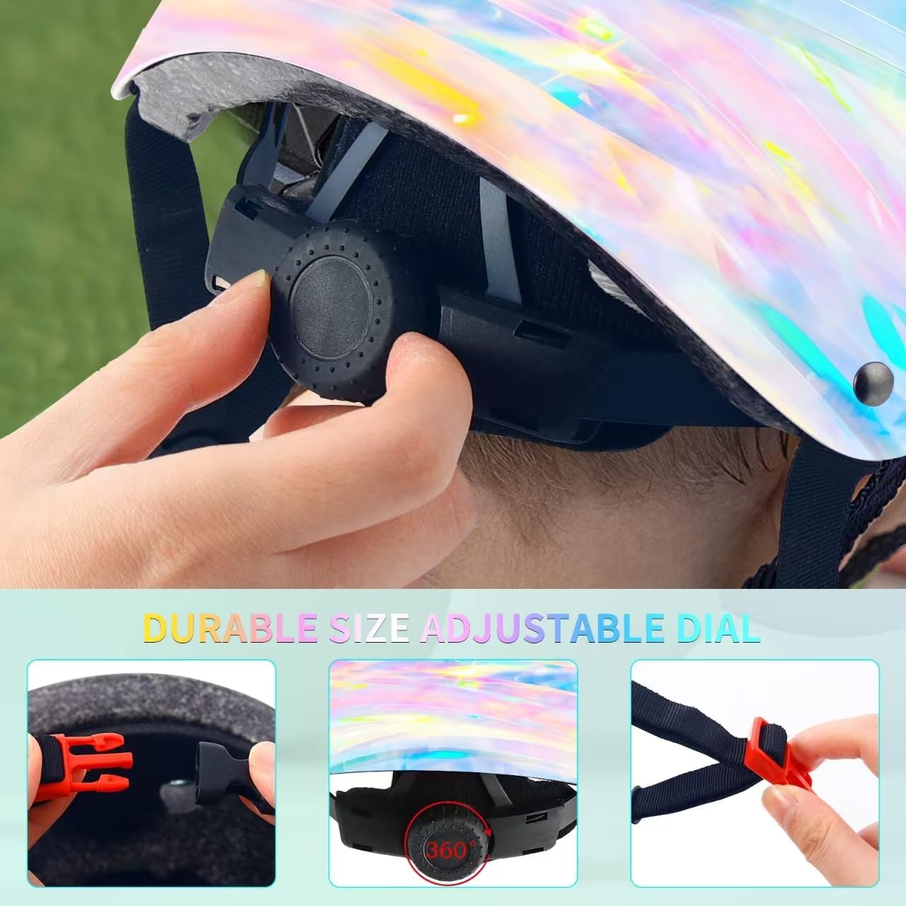 Thumbnail 6 de JEEFREE Adjustable Color Gradient Kids Bike Helmet (Age 2–14, 48–62 cm) with Dial Fit & Adjustable Chin Strap